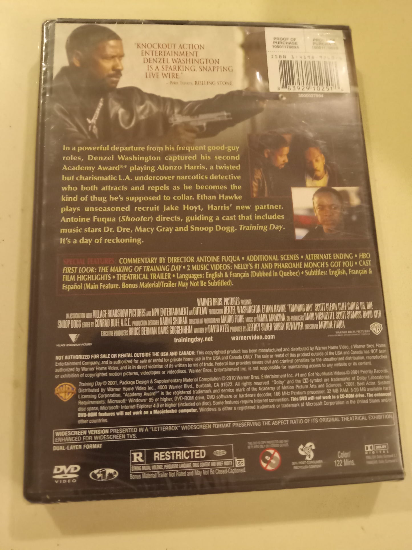 Training Day, DVD Movie, Denzel Washington Widescreen, Rated R, NEW