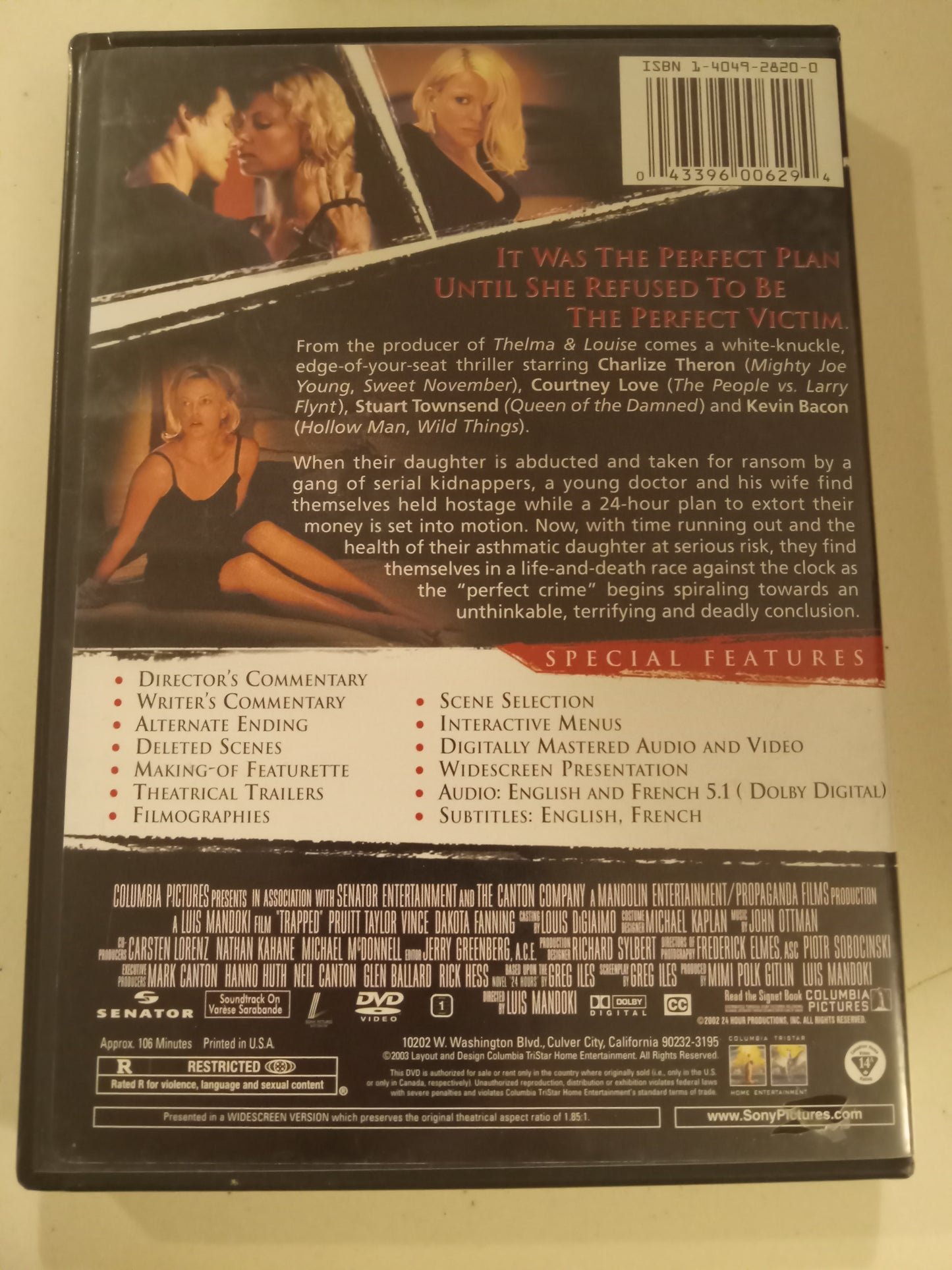 Trapped, DVD Movie, Charlize Theron Widescreen, Rated R, USED