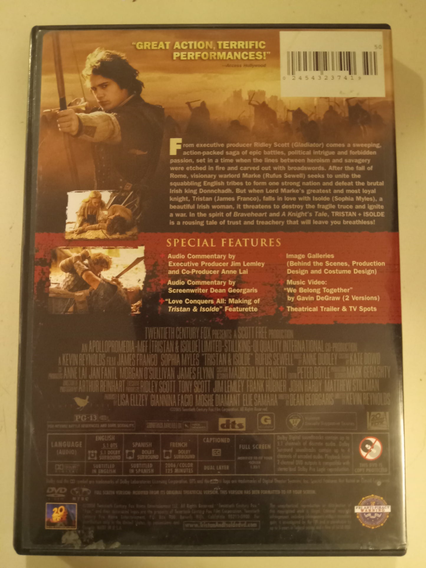 Tristan And Isolde, DVD Movie, James Franco Fullscreen, Rated PG-13, USED