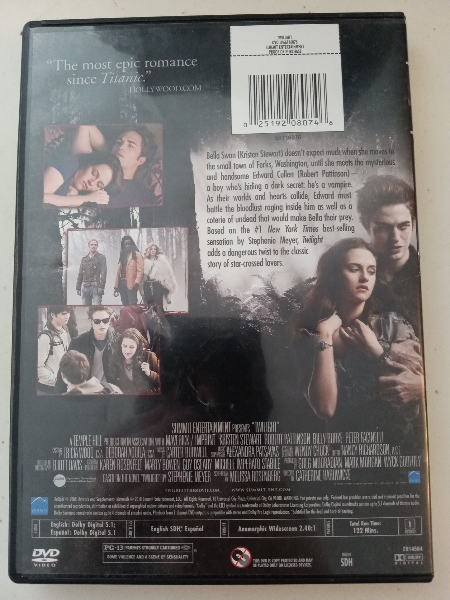 Twilight Saga, DVD Movie, Kristen Stewart Widescreen, Rated PG-13, NEW/USED