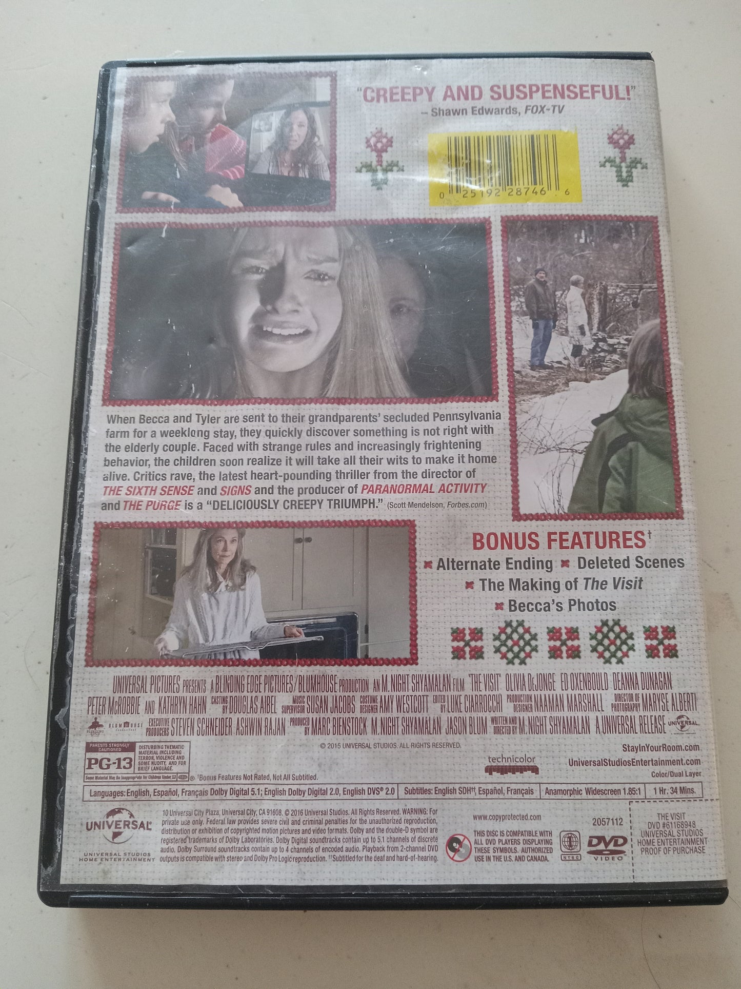 The Visit, DVD Movie, Olivia DeJonge Widescreen, Rated PG-13, USED