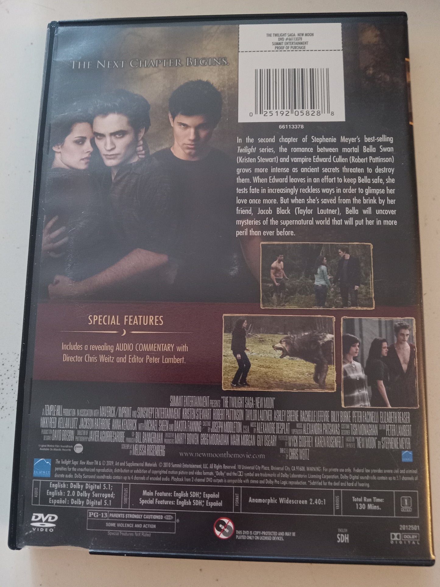 Twilight New Moon, DVD Movie, 2 Disc Ed. Kristen Stewart Widescreen, Rated PG-13, USED