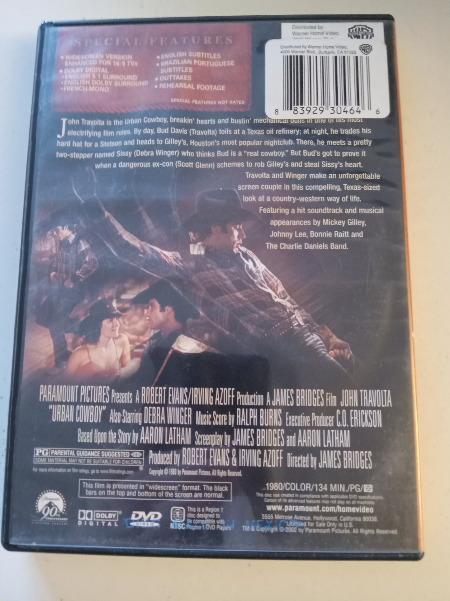 Urban Cowboy, DVD Movie, John Travolta Widescreen, Rated PG, USED