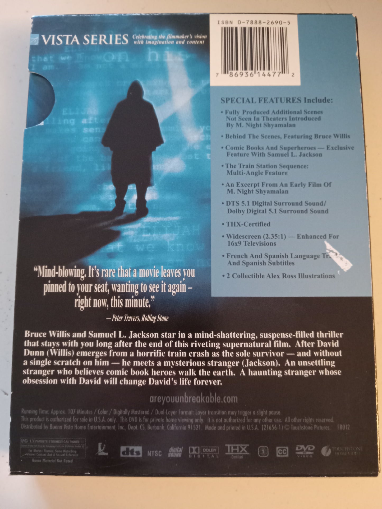 Unbreakable, DVD Movie, Bruce Willis Widescreen, Rated PG-13, USED