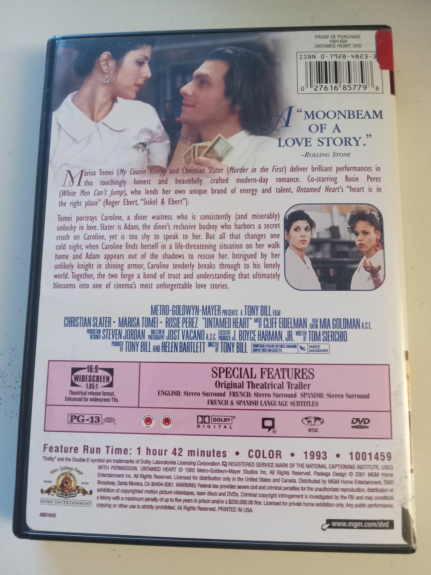 Untamed Heart, DVD Movie, Christian Slater Widescreen, Rated PG-13, USED