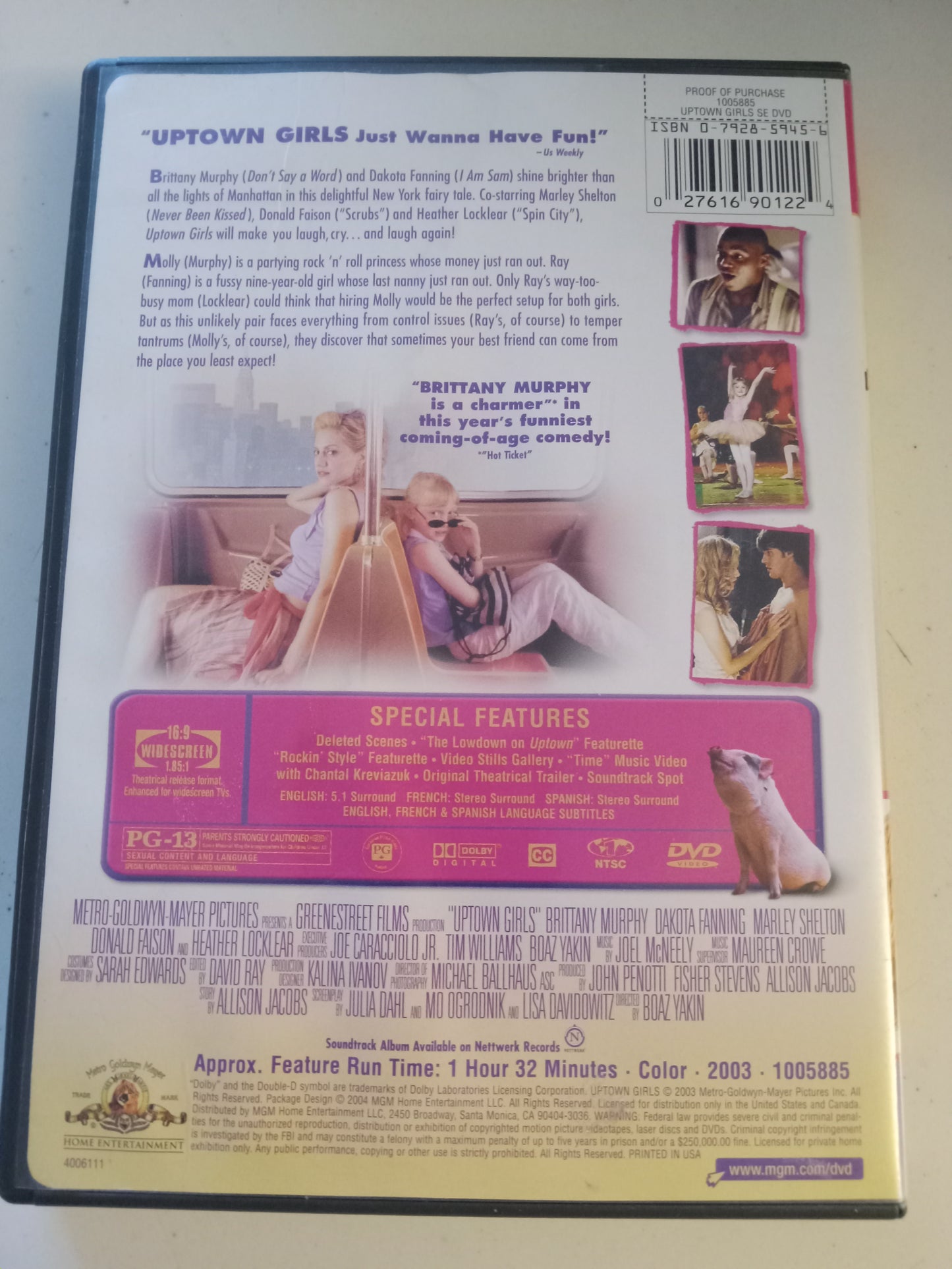 Uptown Girls, DVD Movie, Brittany Murphy Widescreen, Rated PG-13, USED