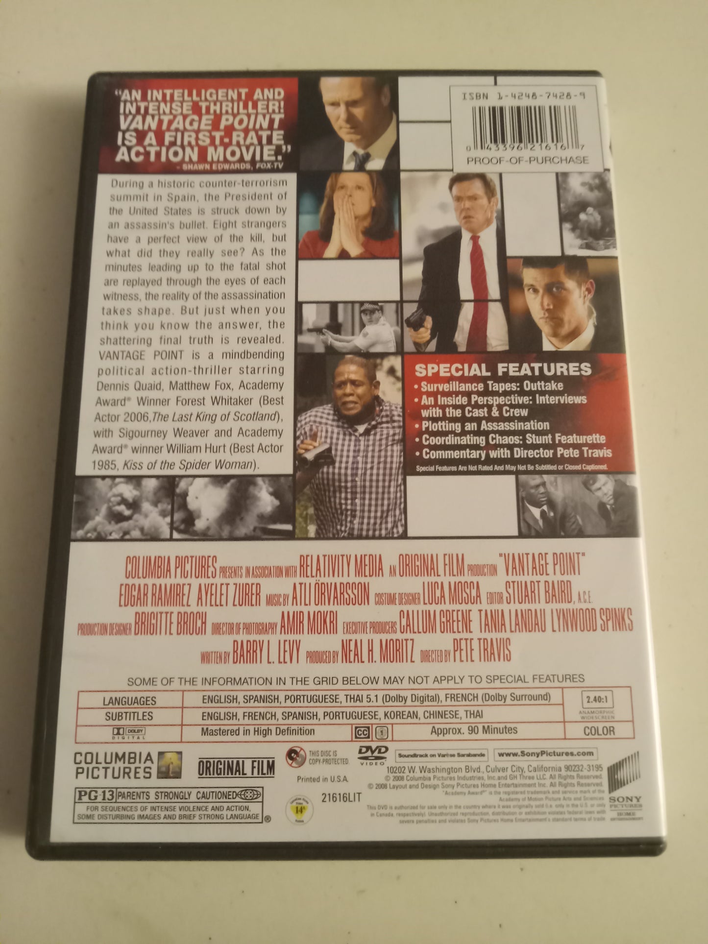 Vantage Point, DVD Movie, Dennis Quaid Widescreen, Rated PG-13, NEW/USED