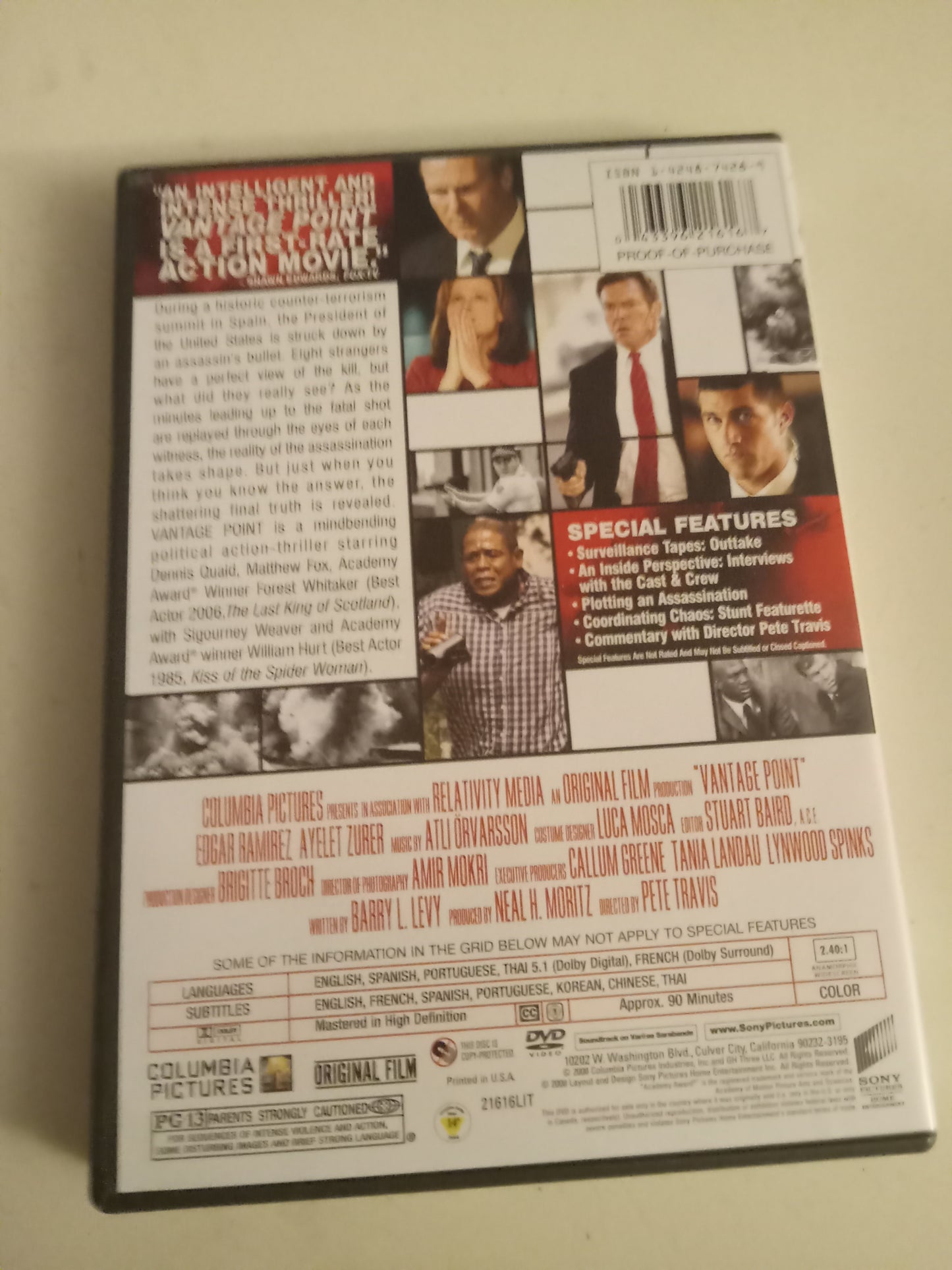 Vantage Point, DVD Movie, Dennis Quaid Widescreen, Rated PG-13, NEW/USED