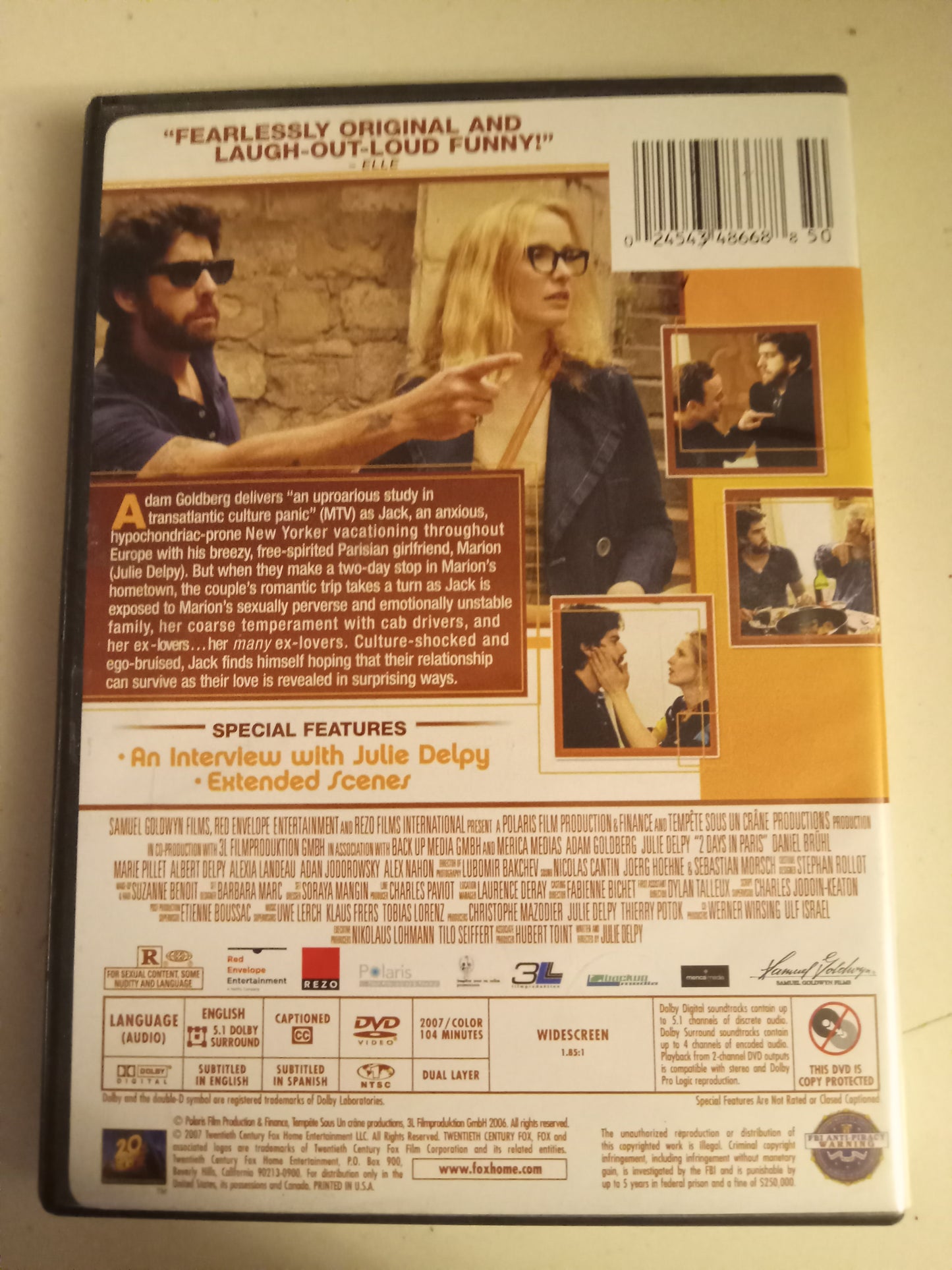 2 Days In Paris, DVD Movie, Julie Delpy Widescreen, Rated R, USED