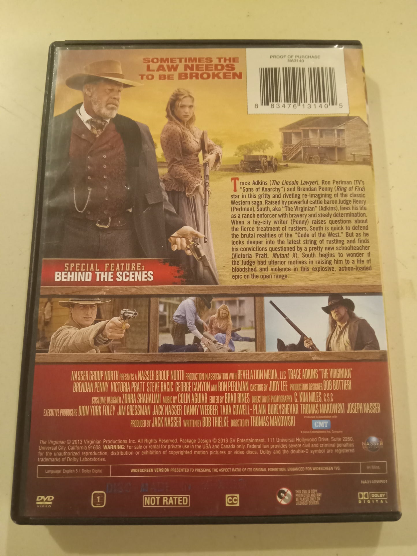 The Virginian, DVD Movie, Trace Adkins Widescreen, Not-Rated, USED