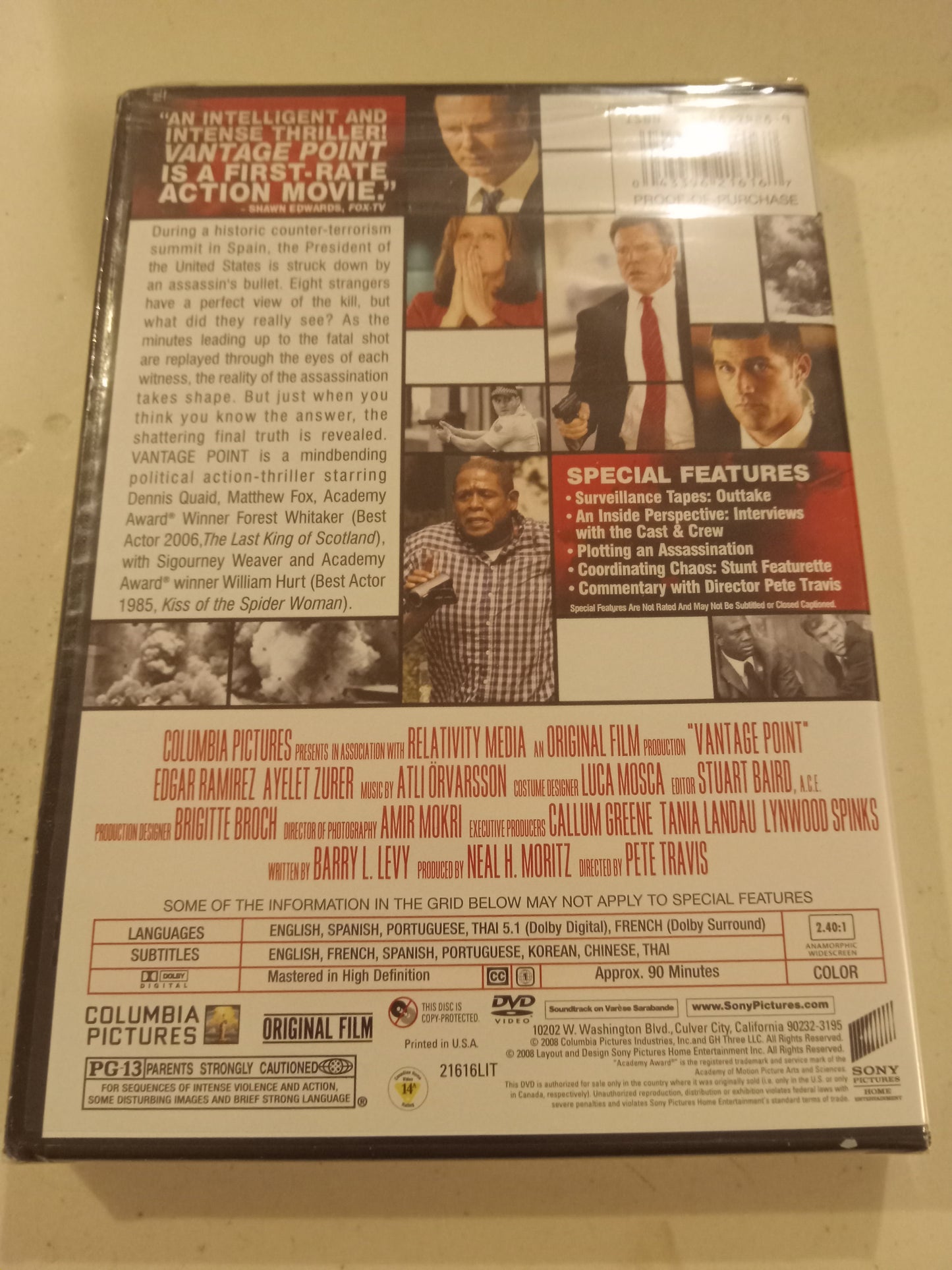 Vantage Point, DVD Movie, Dennis Quaid Widescreen, Rated PG-13, NEW/USED