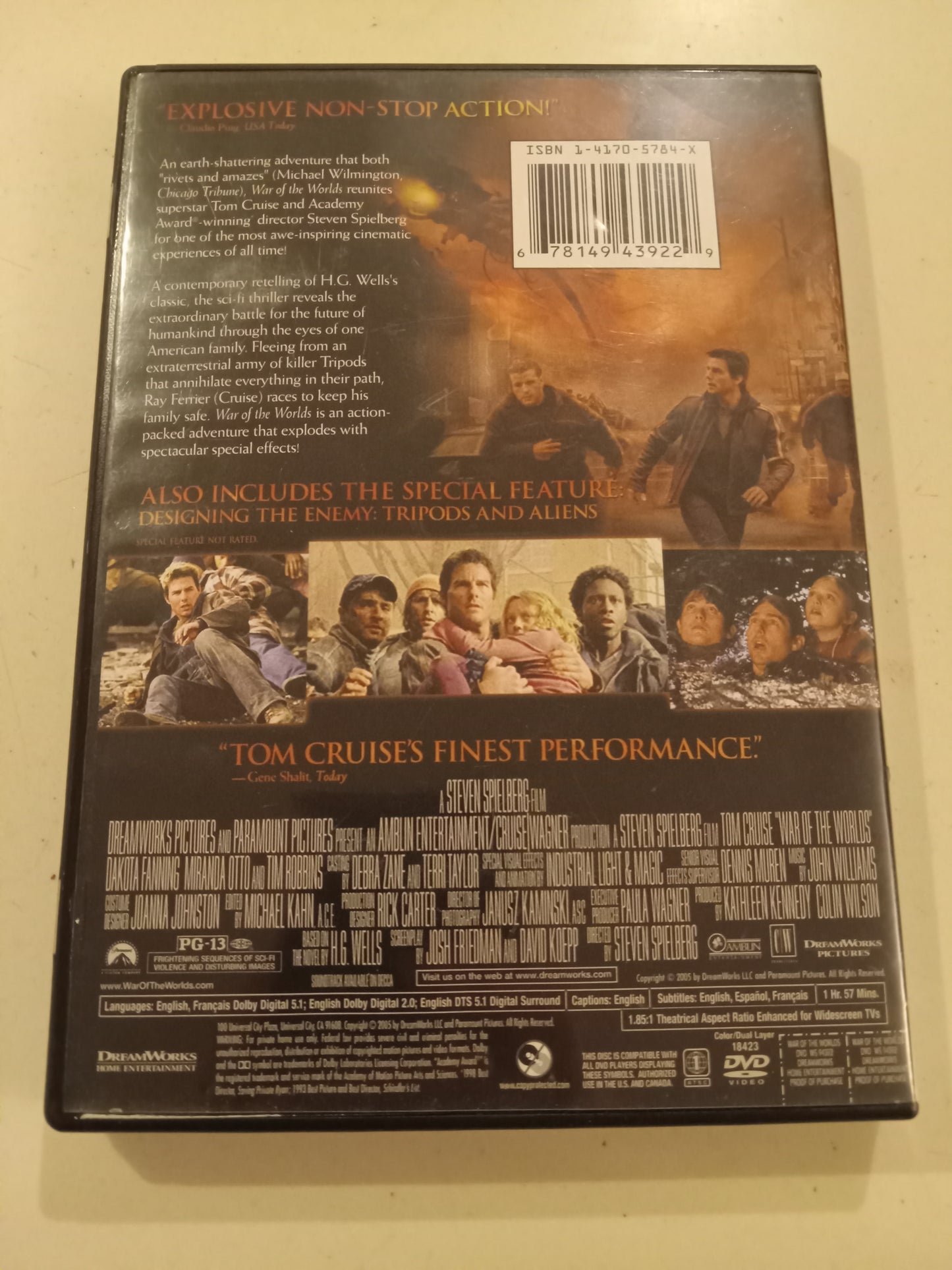 War Of The Worlds, DVD Movie, Tom Cruise Widescreen, Rated PG-13, USED