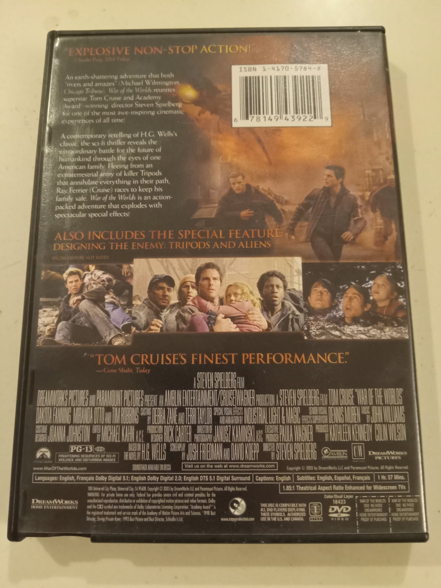 War Of The Worlds, DVD Movie, Tom Cruise Widescreen, Rated PG-13, USED