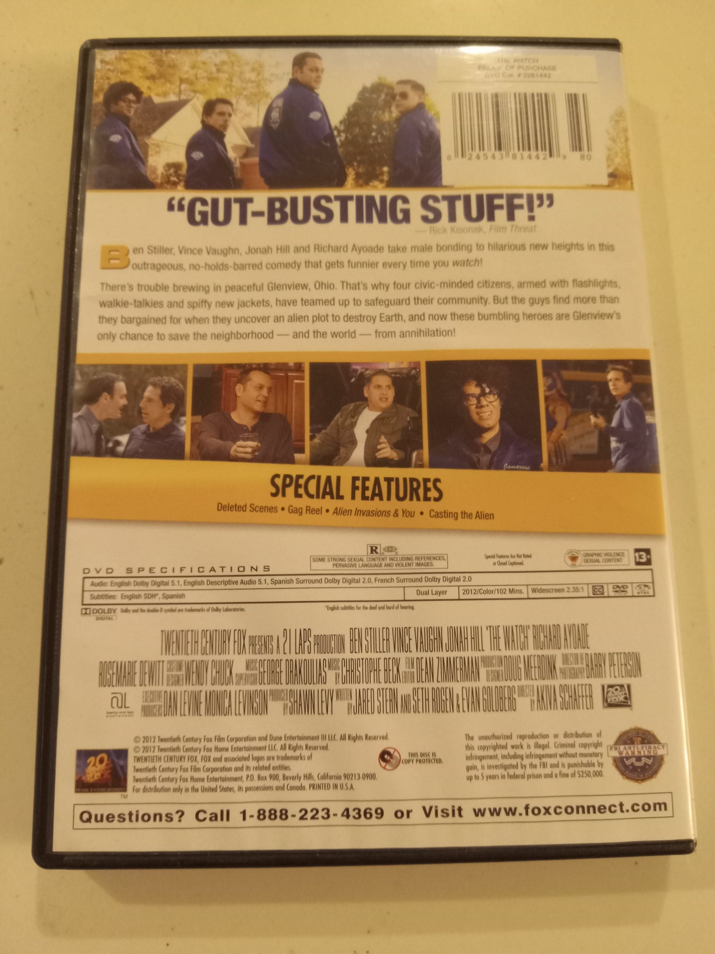 The Watch, DVD Movie, Ben Stiller Widescreen, Rated R, USED