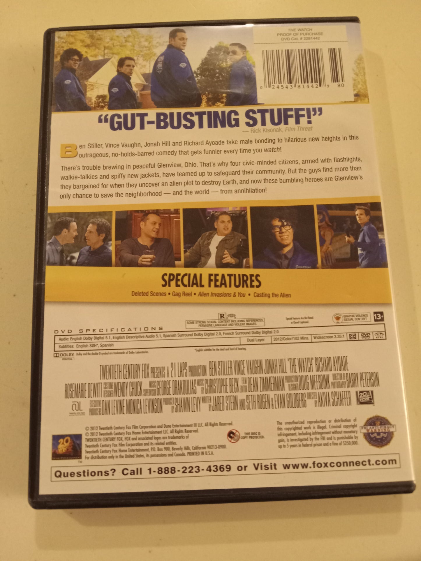 The Watch, DVD Movie, Ben Stiller Widescreen, Rated R, USED