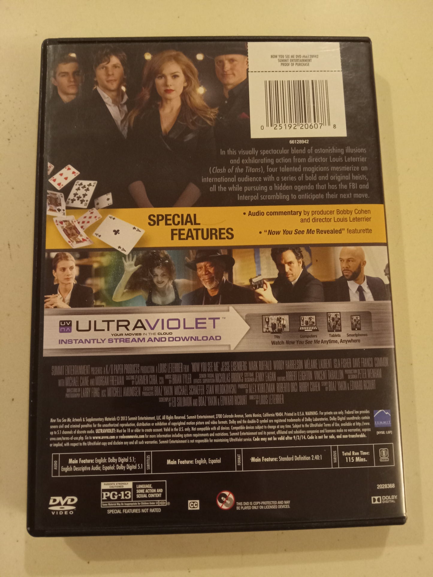 Now You See Me, DVD Movie, Mark Ruffalo Widescreen, Rated PG-13, USED