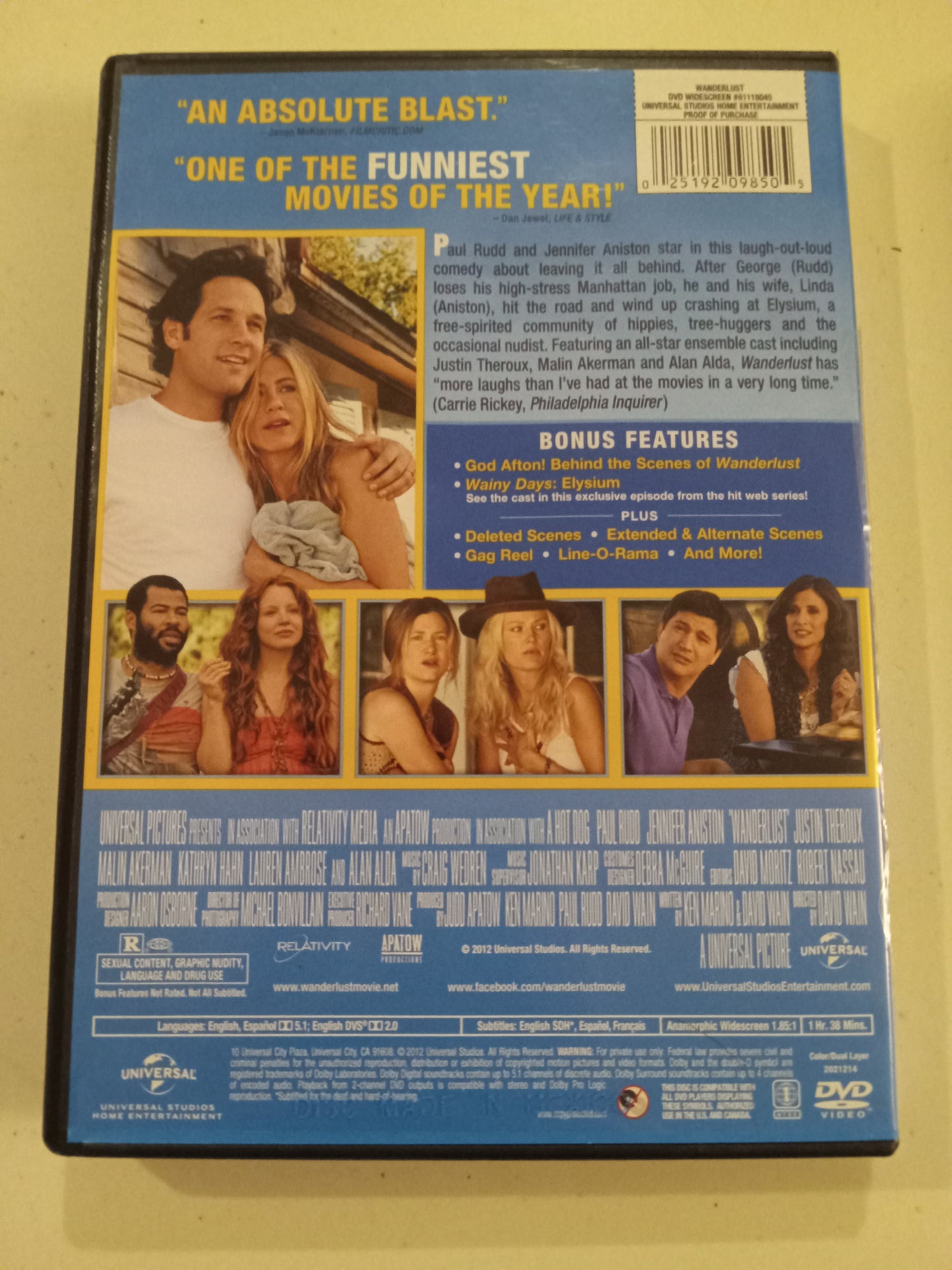 Wanderlust, DVD Movie, Paul Rudd Widescreen, Rated R, USED