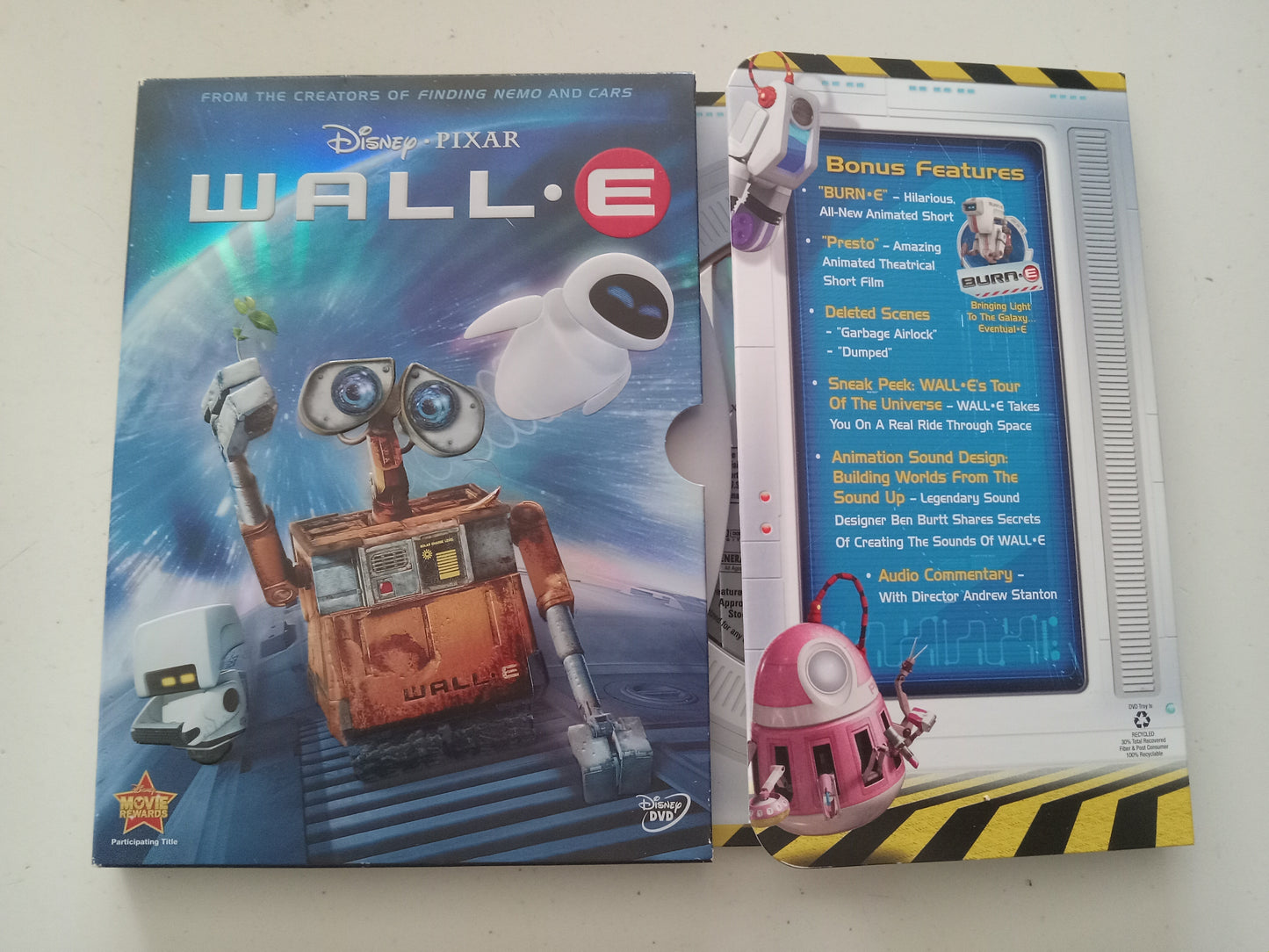 Wall•E, Disney Pixar Animation DVD Movie, Widescreen, Rated G, USED