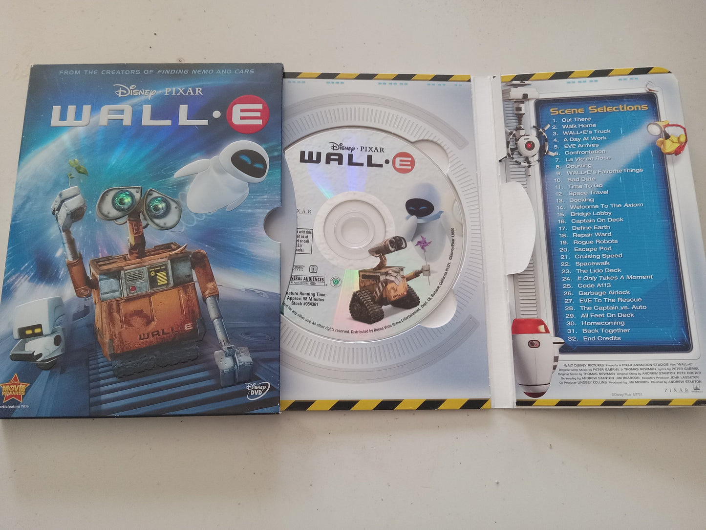 Wall•E, Disney Pixar Animation DVD Movie, Widescreen, Rated G, USED