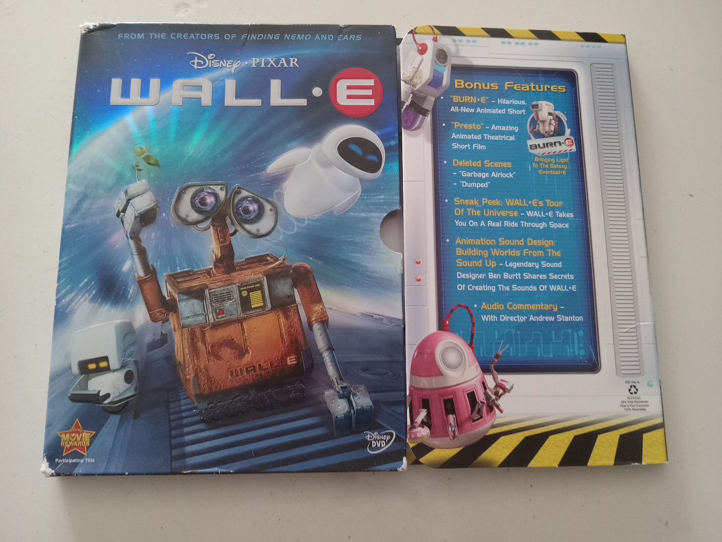 Wall•E, Disney Pixar Animation DVD Movie, Widescreen, Rated G, USED