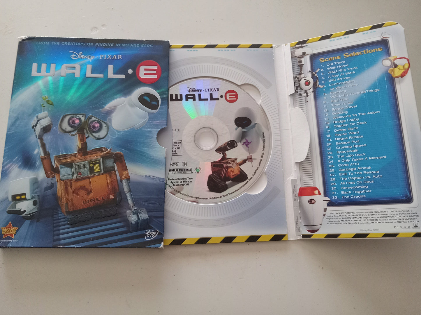 Wall•E, Disney Pixar Animation DVD Movie, Widescreen, Rated G, USED