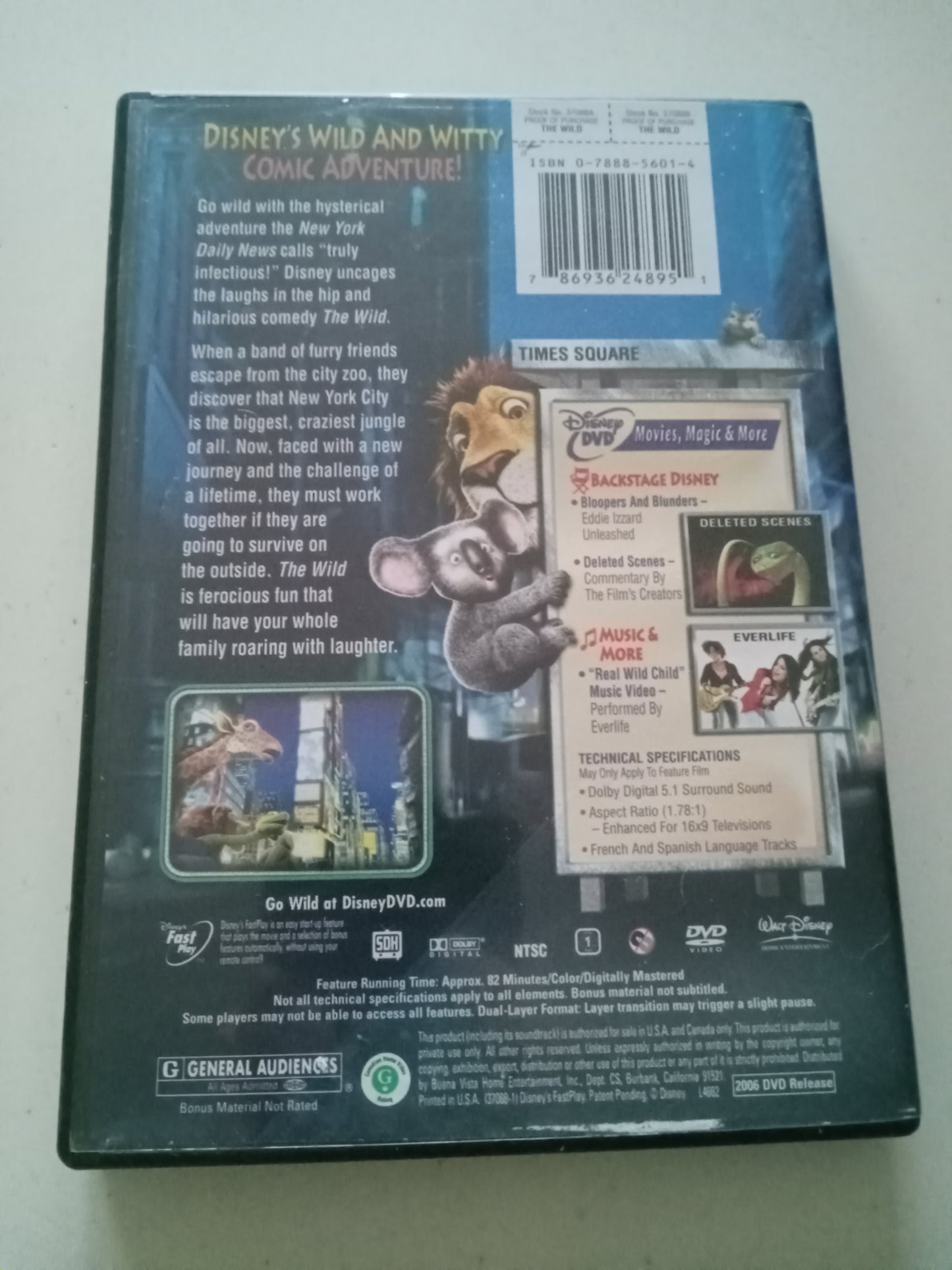 The Wild, Disney Animation, DVD Movie, Widescreen, Rated G, USED