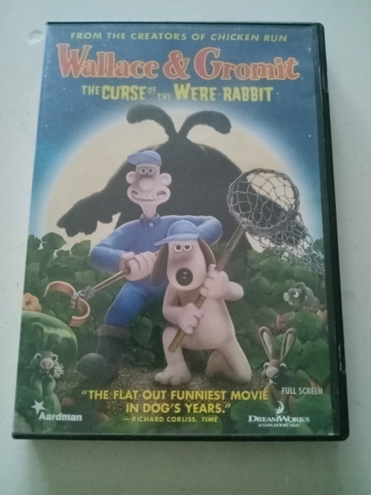 Wallace And Gromit, The Curse Of The Were Rabbit, Dreamworks Animation DVD Movie, Widescreen, Rated G, USED