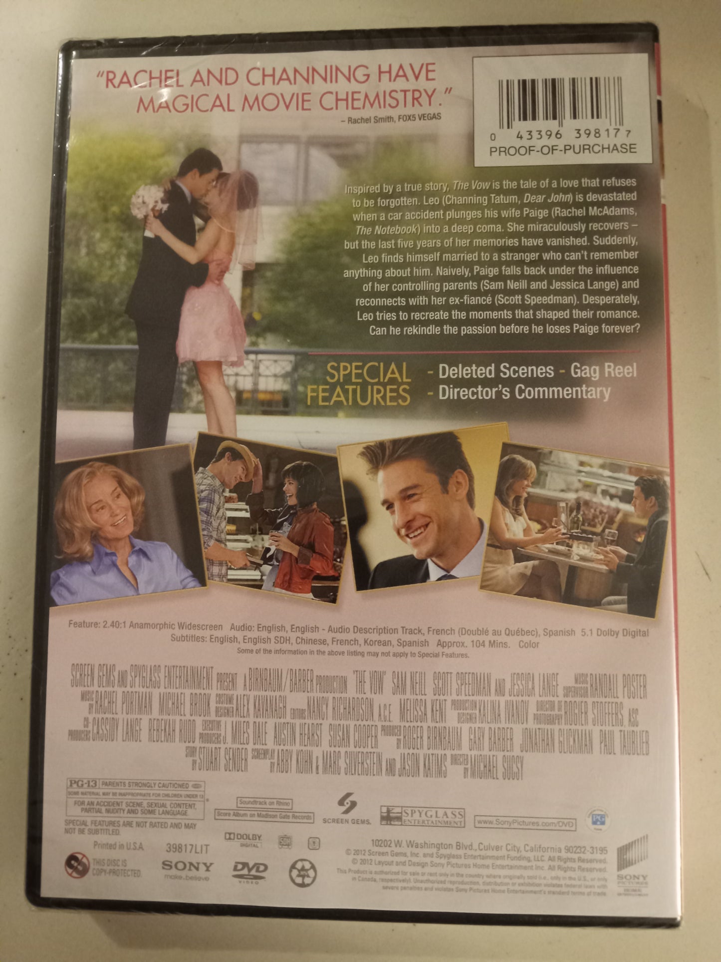 The Vow, DVD Movie, Rachel McAdams Widescreen, Rated PG-13, NEW/USED