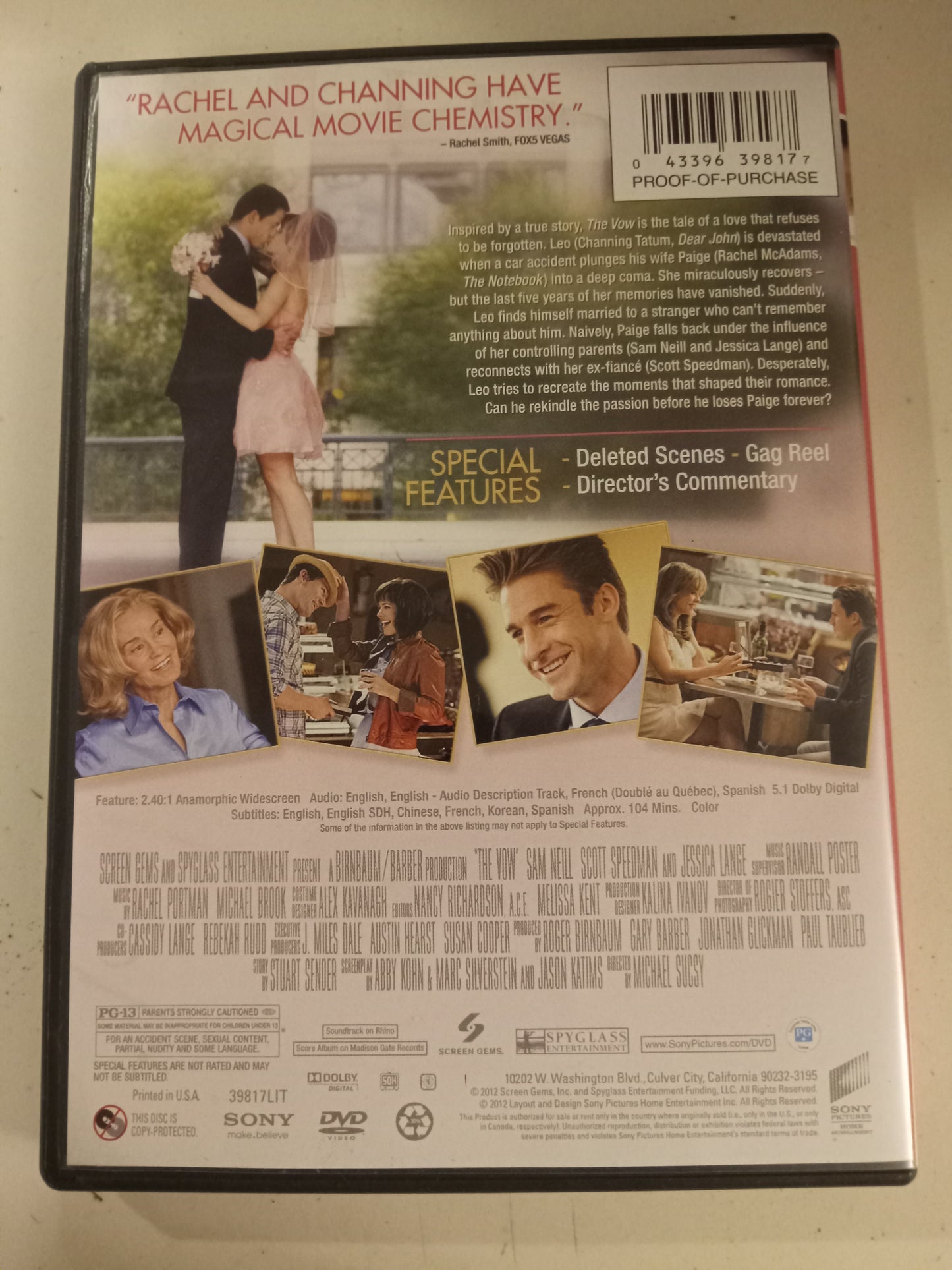 The Vow, DVD Movie, Rachel McAdams Widescreen, Rated PG-13, NEW/USED