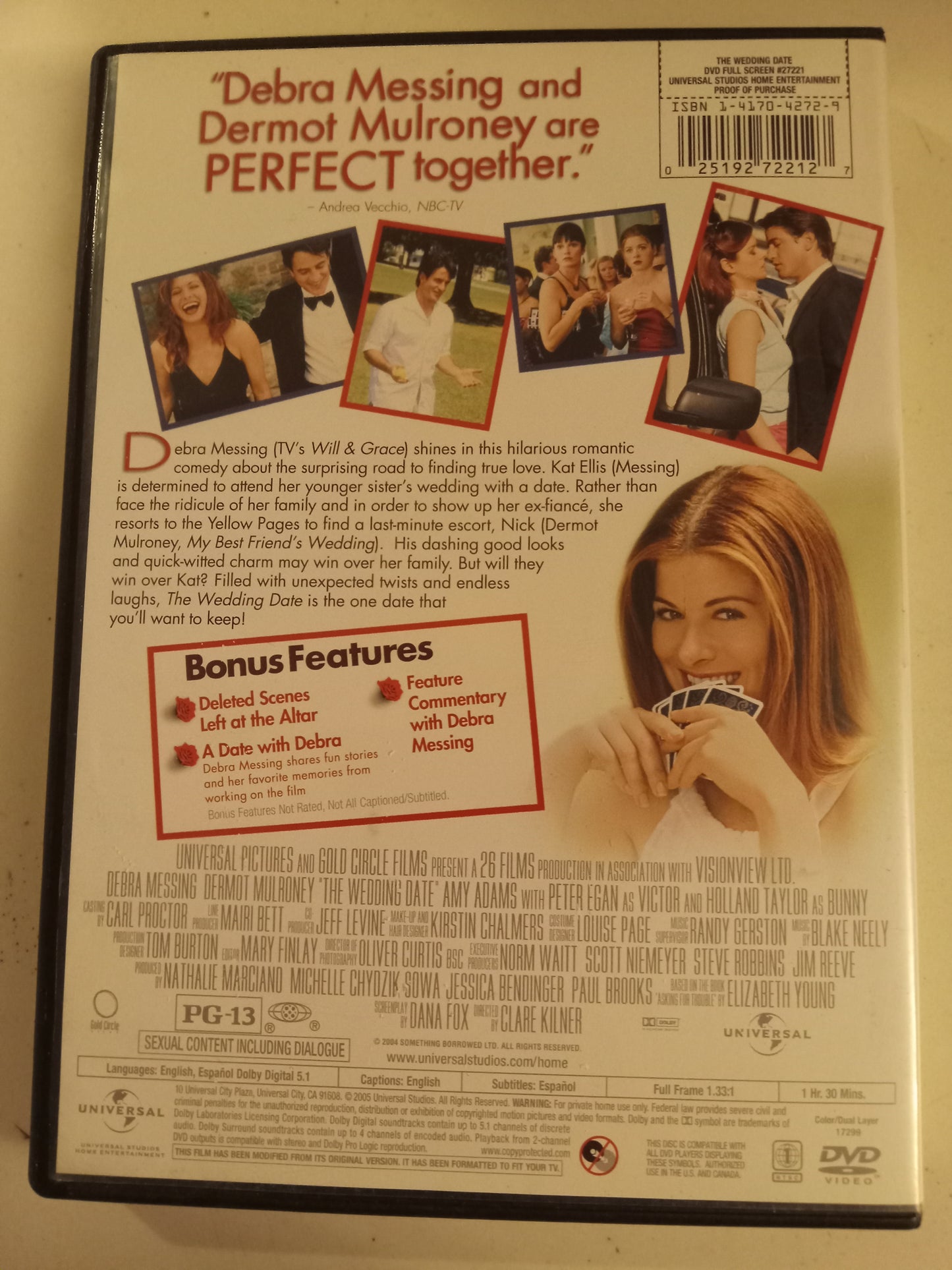The Wedding Date, DVD Movie, Debra Messing Fullscreen, Rated PG-13, USED
