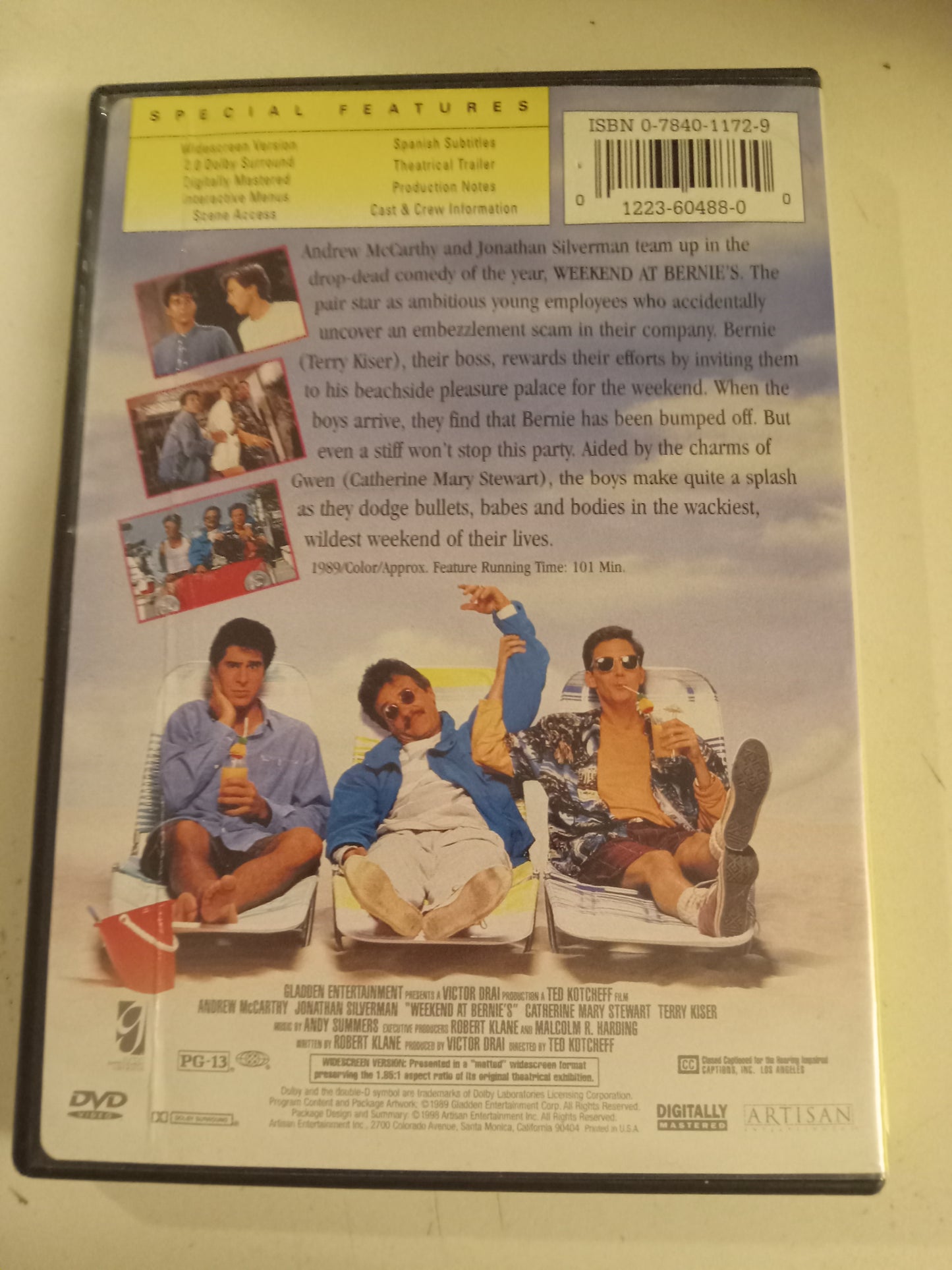 Weekend At Bernie's, DVD Movie, Andrew McCarthy Widescreen, Rated PG-13, USED