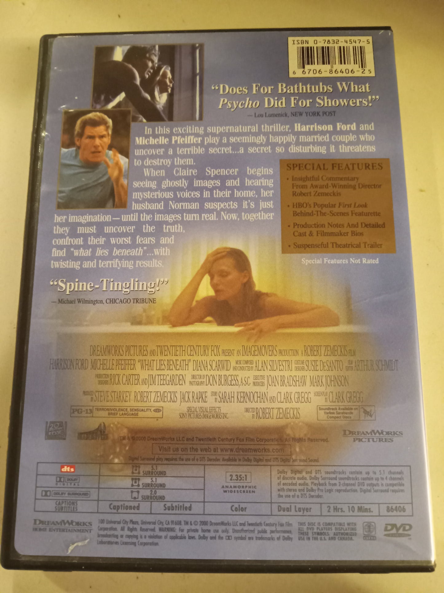 What Lies Beneath, DVD Movie, Harrison Ford, Widescreen, Rated PG-13, USED
