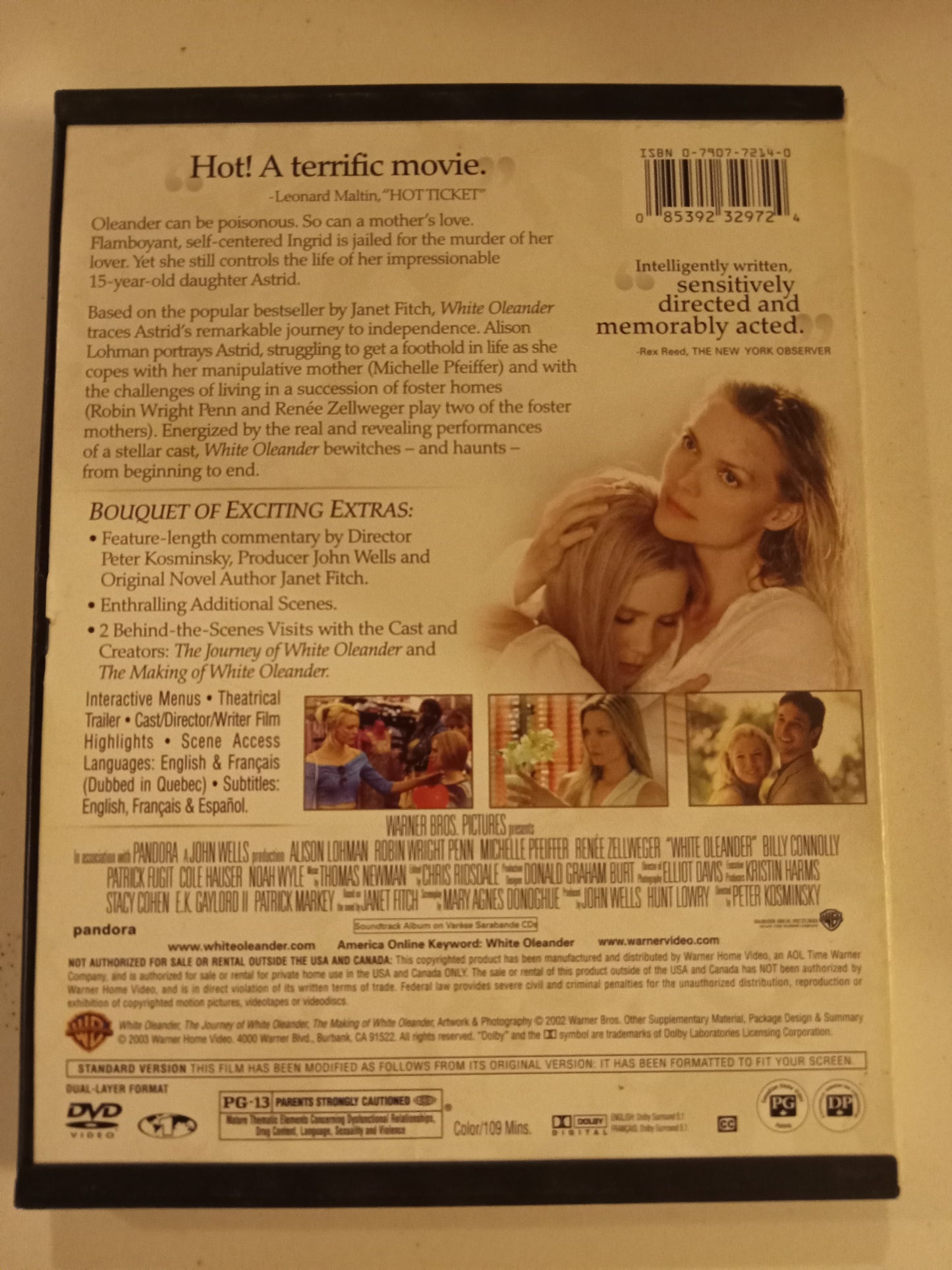 White Oleander, DVD Movie, Michelle Pfeiffer Fullscreen, Rated PG-13, USED