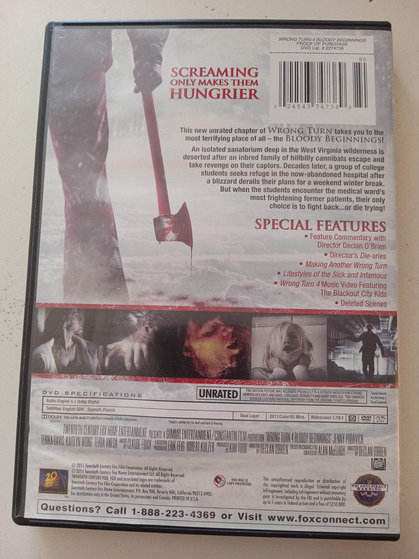 Wrong Turn 4 Bloody Beginnings, DVD Movie, Jenny Pudavick Widescreen, Not Rated, USED