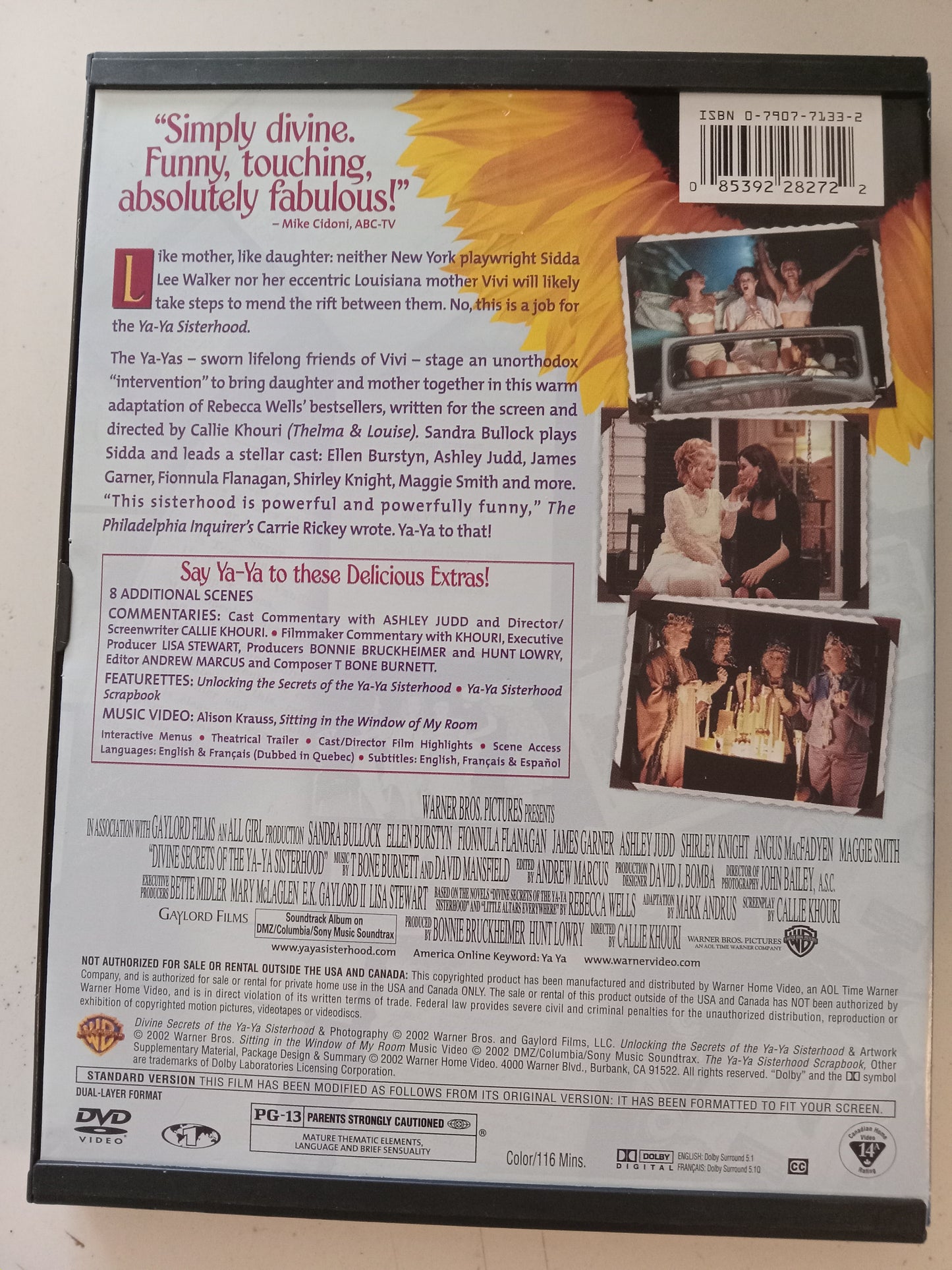 Divine Secret Of The Ya-Ya Sisterhood, DVD Movie, Sandra Bullock Fullscreen, Rated PG-13, USED