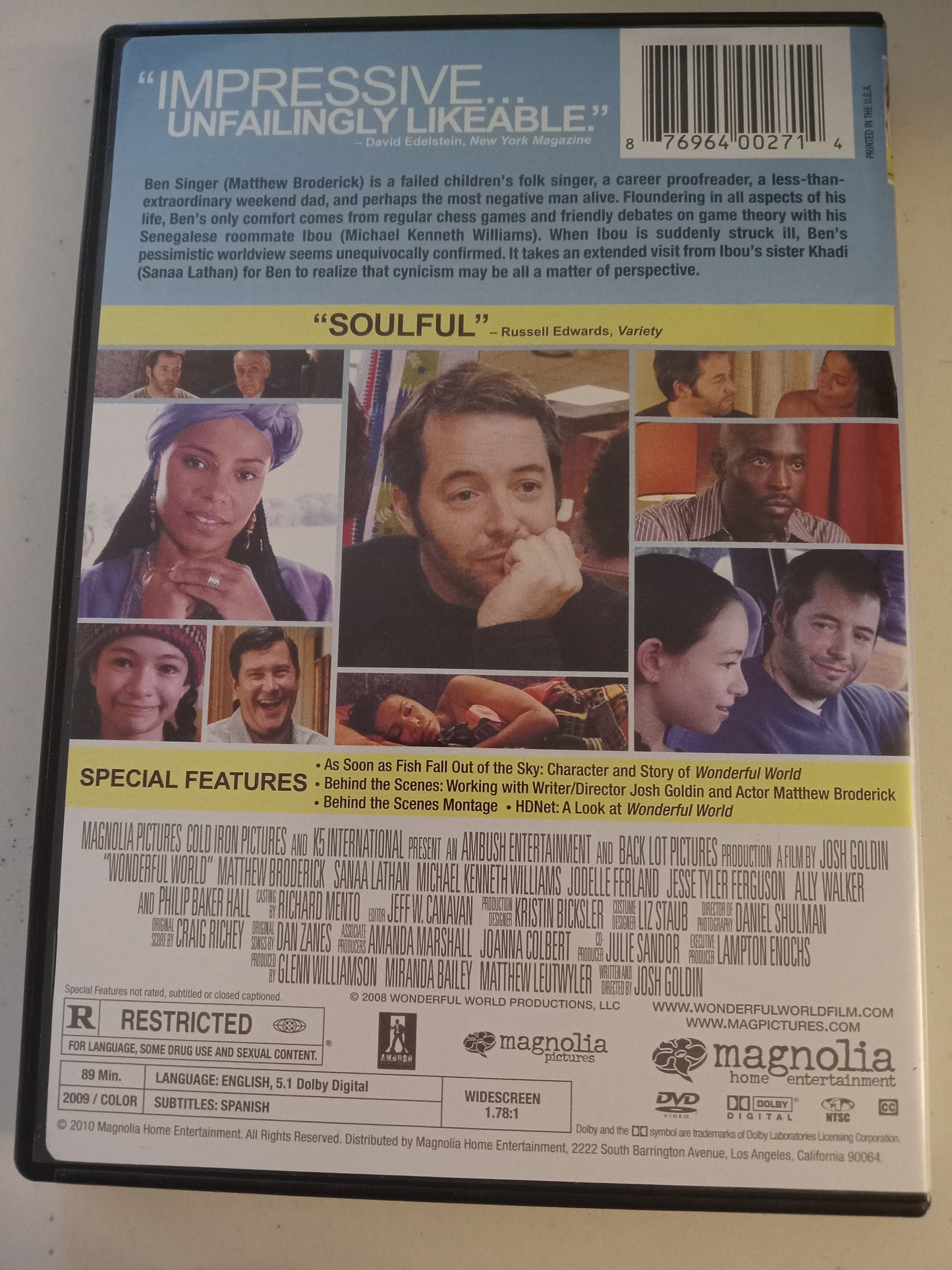 Wonderful World, DVD Movie, Matthew Broderick Widescreen, Rated R, USED