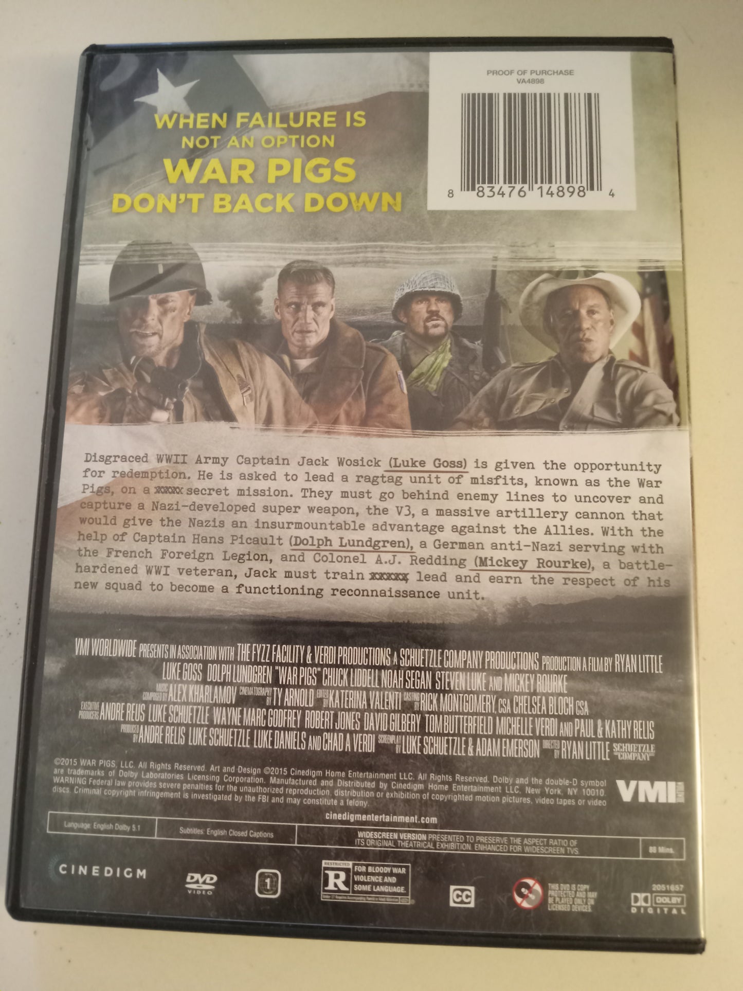 War Pigs, DVD Movie, Dolph Lundgren Widescreen, Rated R, NEW/USED