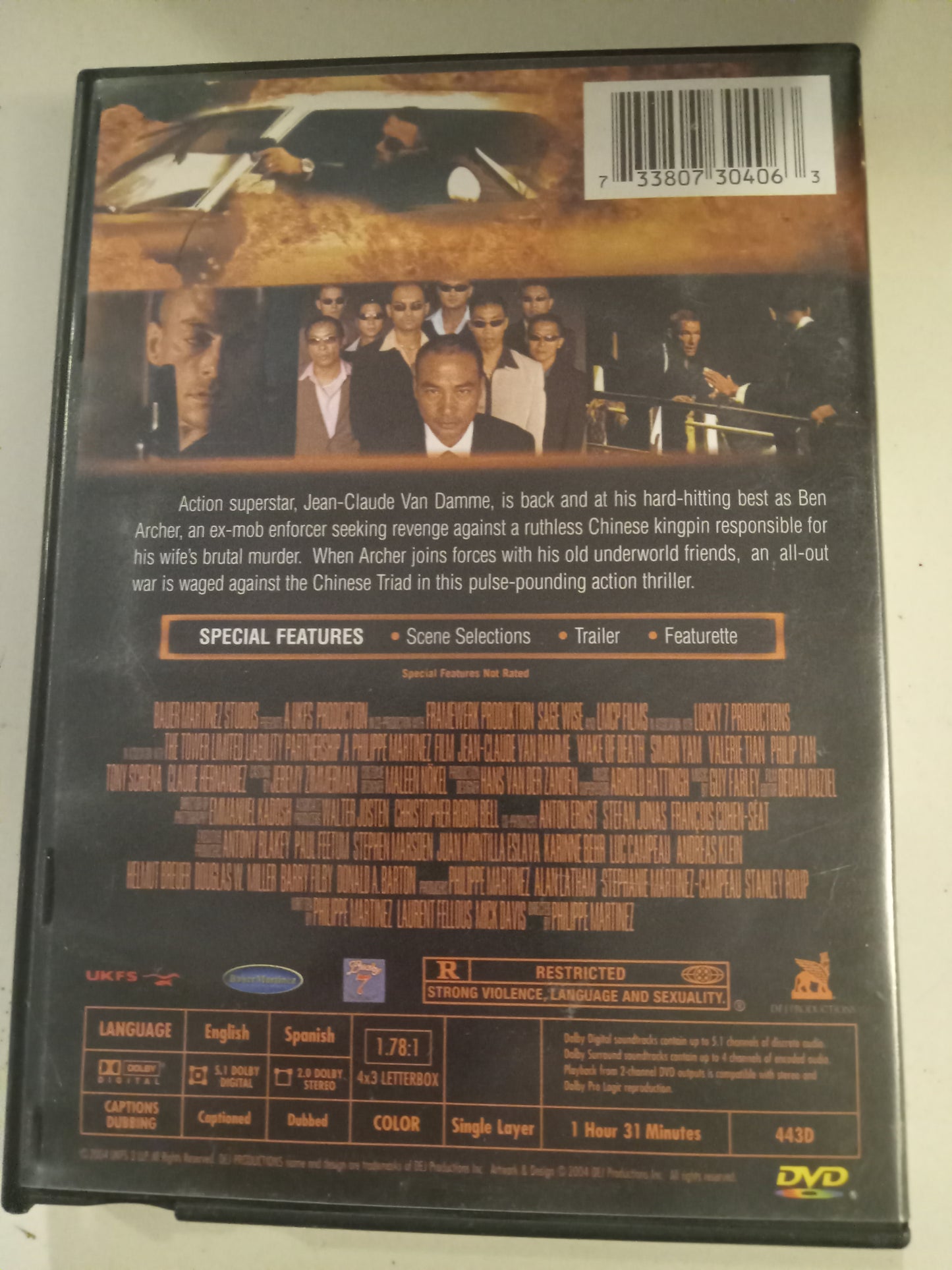 Wake Of Death, DVD Movie, Jean Claude Van Damme Widescreen Rated R, USED