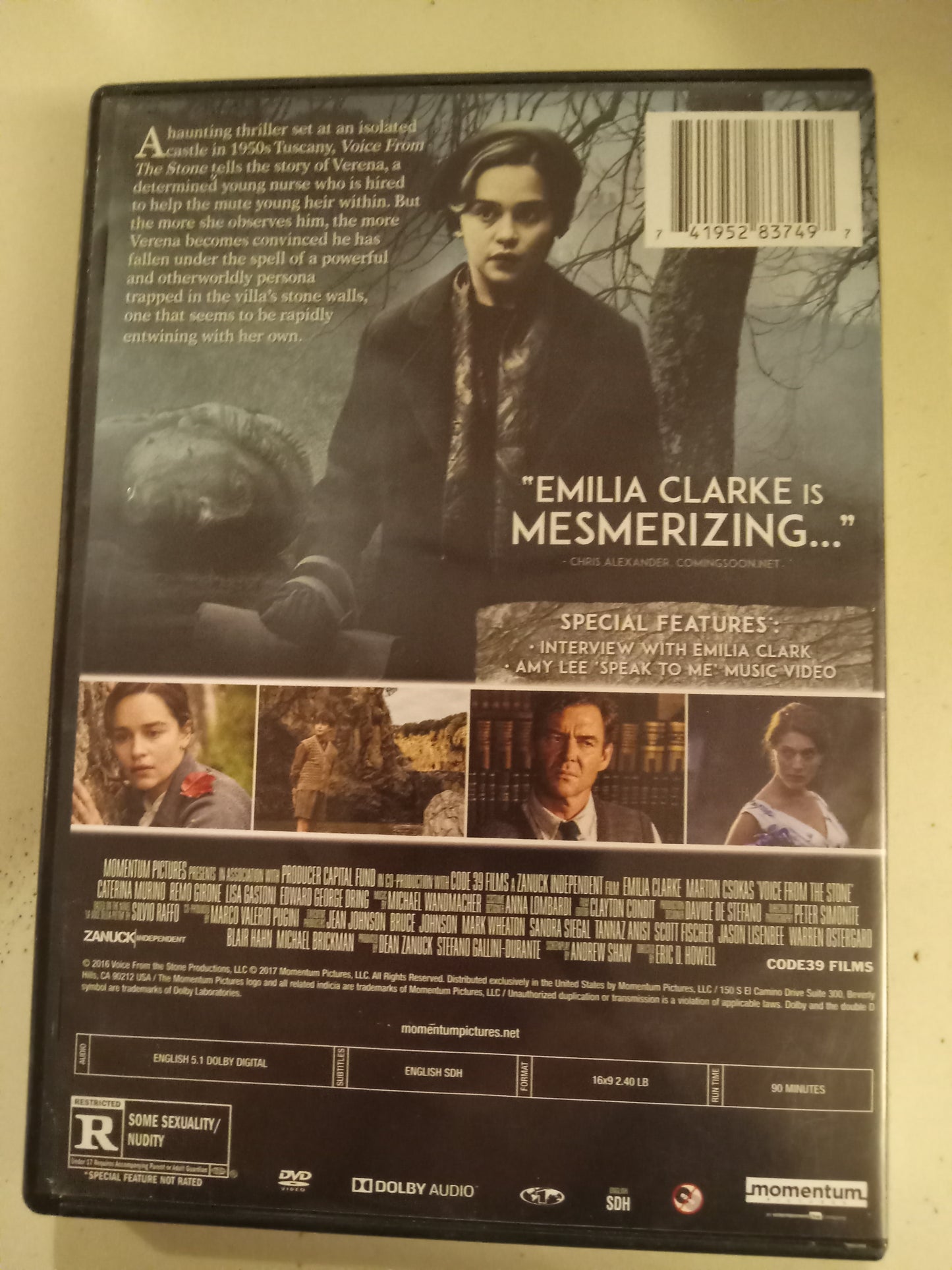Voice From The Stone, DVD Movie, Emilia Clarke Widescreen, Rated R, USED