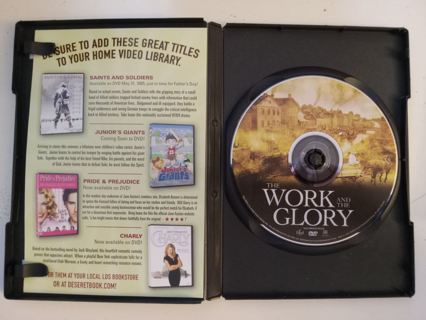 The Work And The Glory (1), DVD Movie, Jonathan Scarfe Widescreen, LDS Church History, Mormons Rated PG, USED