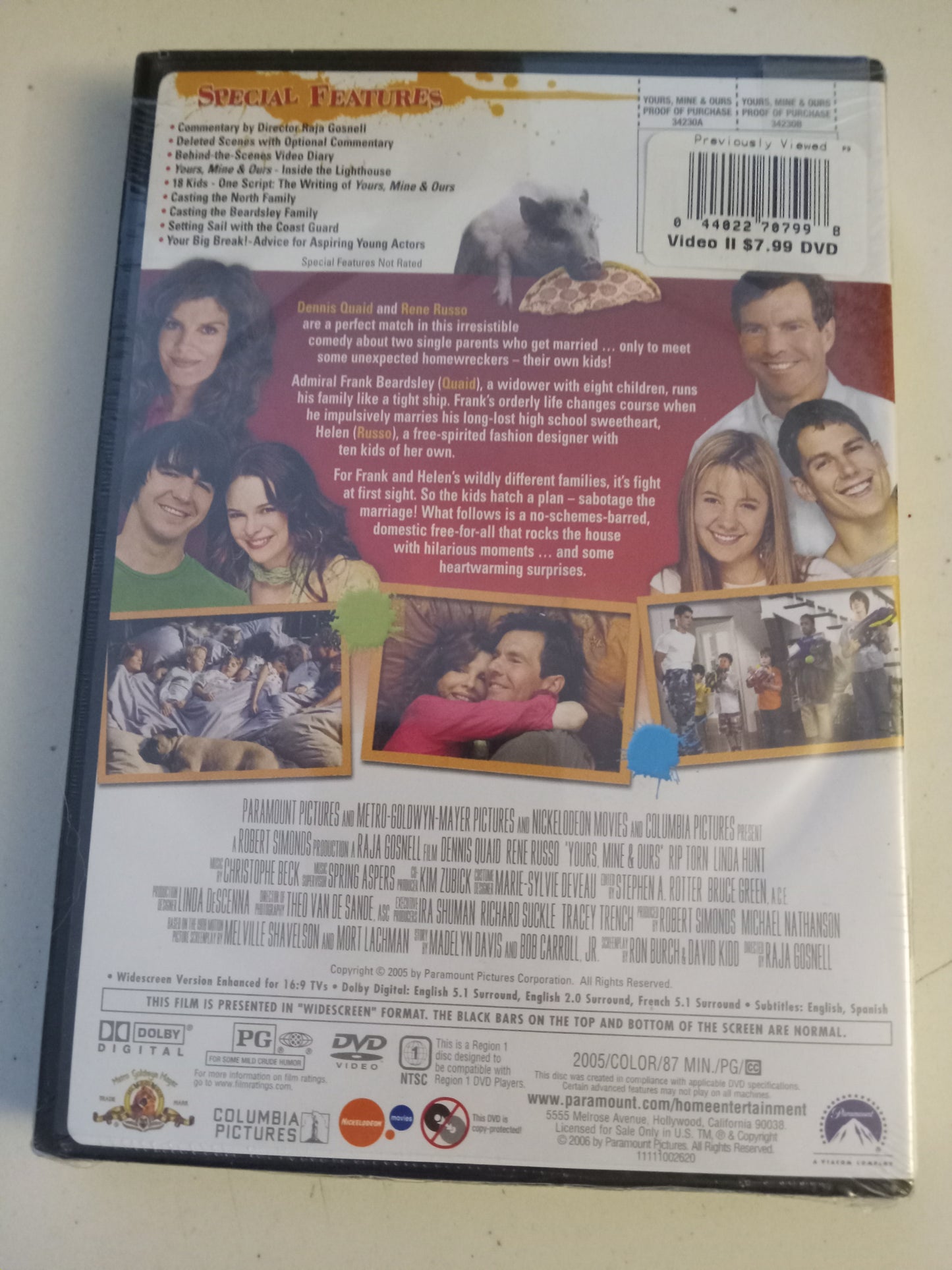 Yours Mine And Ours DVD Movie, Dennis Quaid Widescreen, Special Collector's Ed. Not Rated, NEW/USED