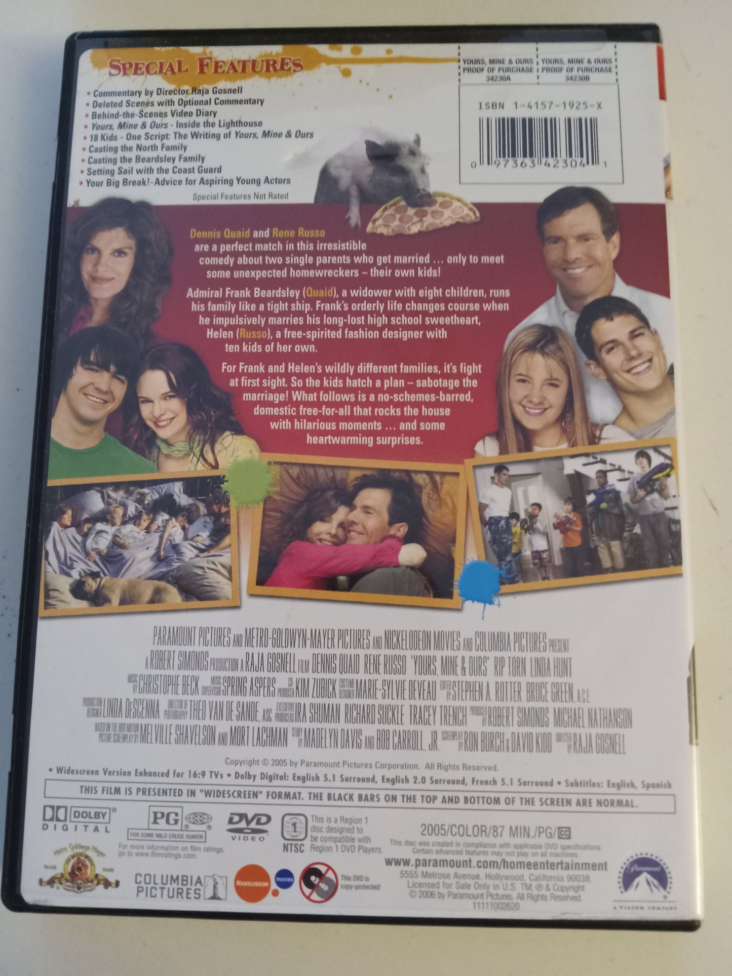 Yours Mine And Ours DVD Movie, Dennis Quaid Widescreen, Special Collector's Ed. Not Rated, NEW/USED
