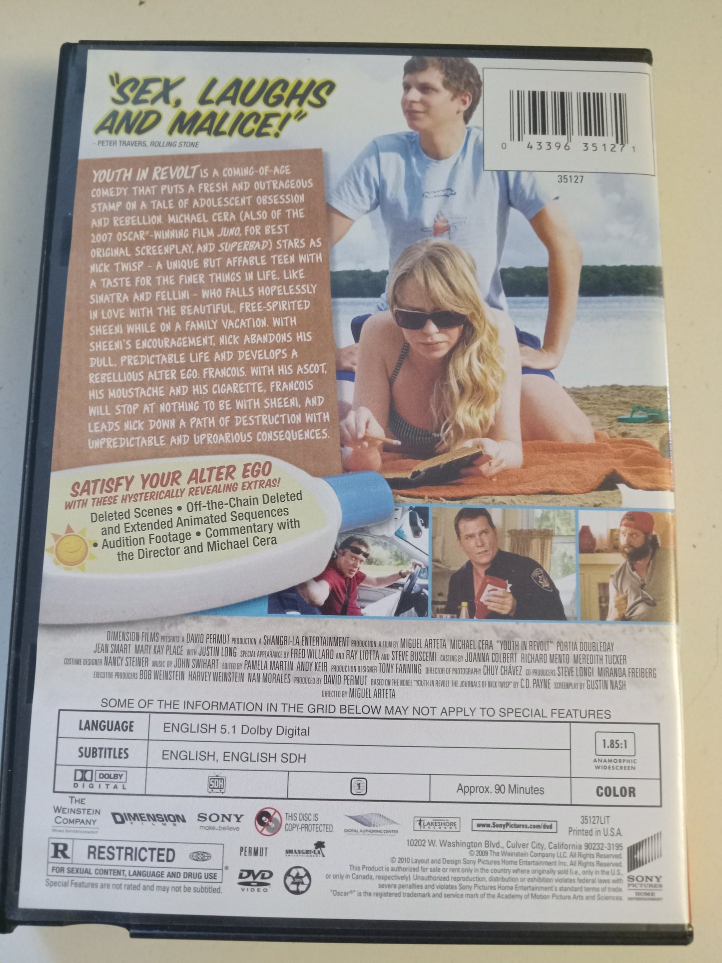 Youth In Revolt, DVD Movie, Zach Galifianakis Widescreen, Rated R, USED