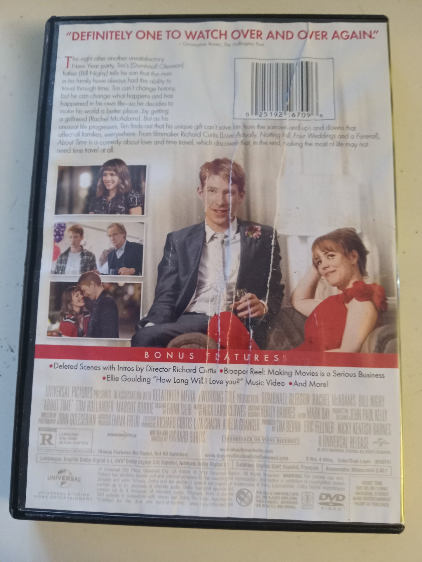 About Time, DVD Movie, Rachel McAdams Widescreen, Rated R, USED
