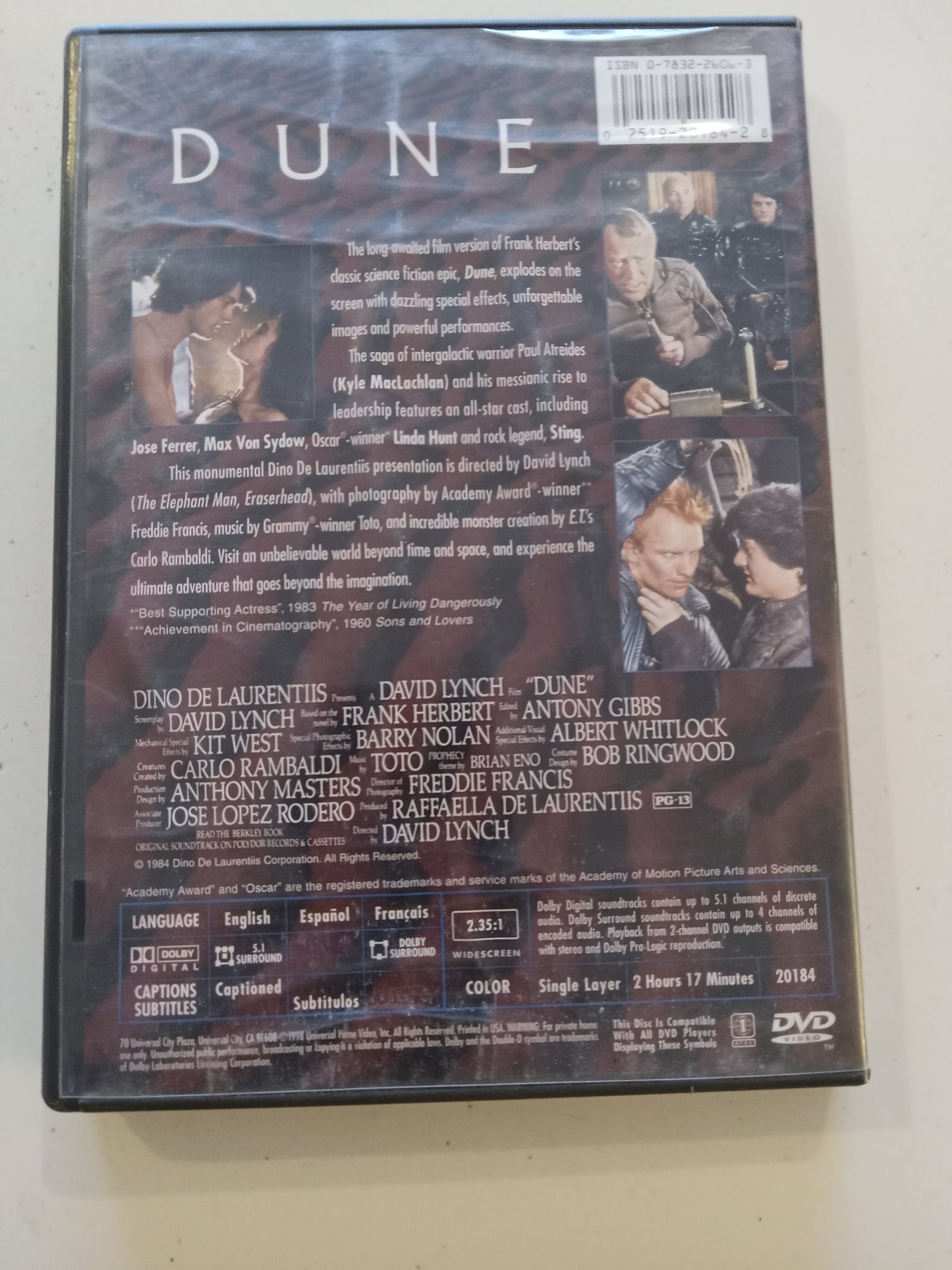 Dune, DVD Movie, Sting Widescreen, Rated PG-13, USED