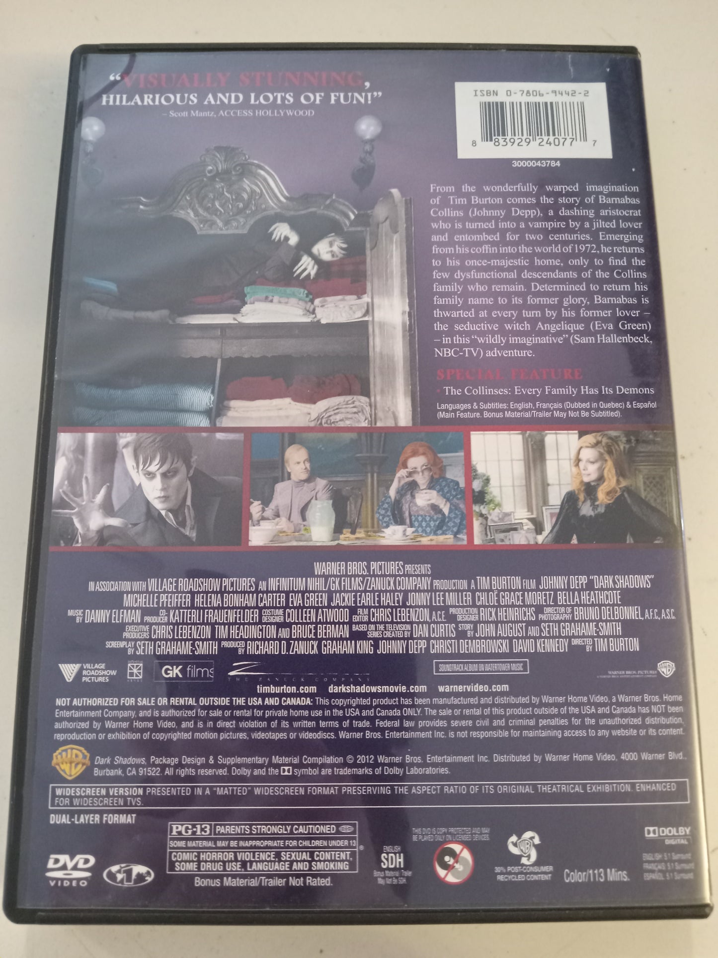 Dark Shadows, DVD Movie, Johnny Depp Widescreen, Rated PG-13, USED