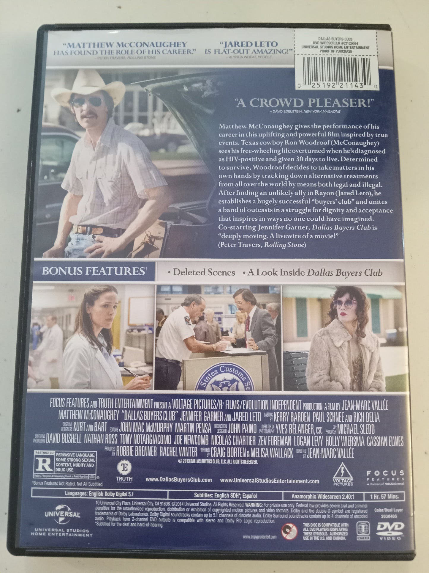 Dallas Buyers Club, DVD Movie, Matthew McConaughey Widescreen, Rated R, USED