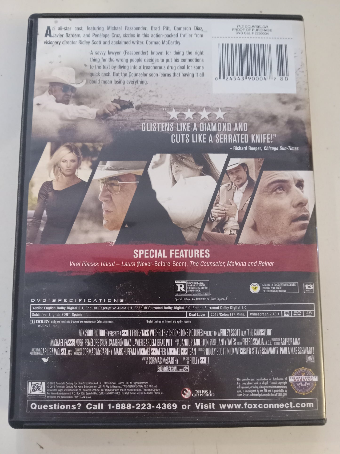 The Counselor, DVD Movie, Penelope Cruz Widescreen, Rated R, USED