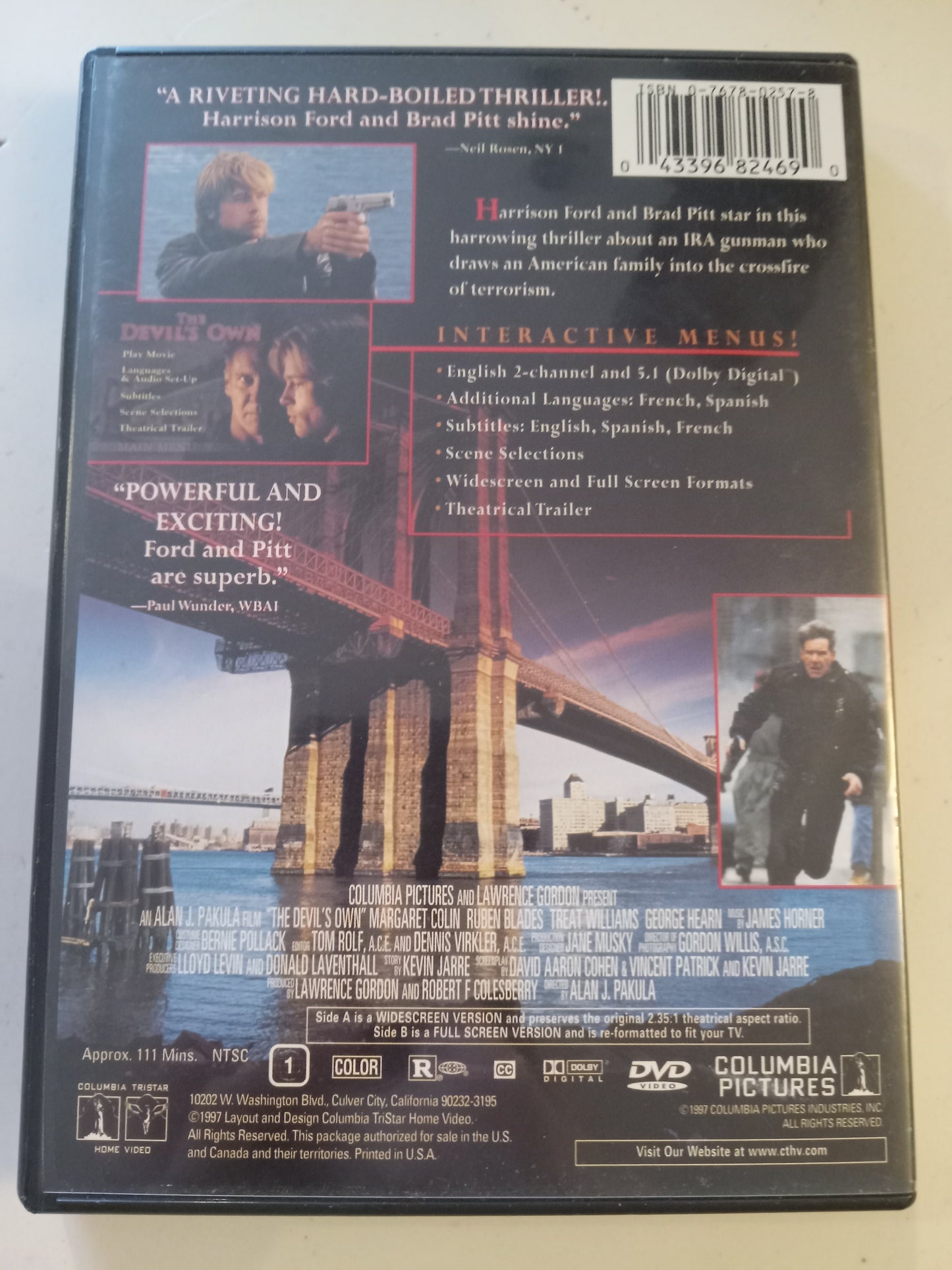 The Devil's Own, DVD Movie, Brad Pitt Fullscreen, Widescreen, Rated R, USED