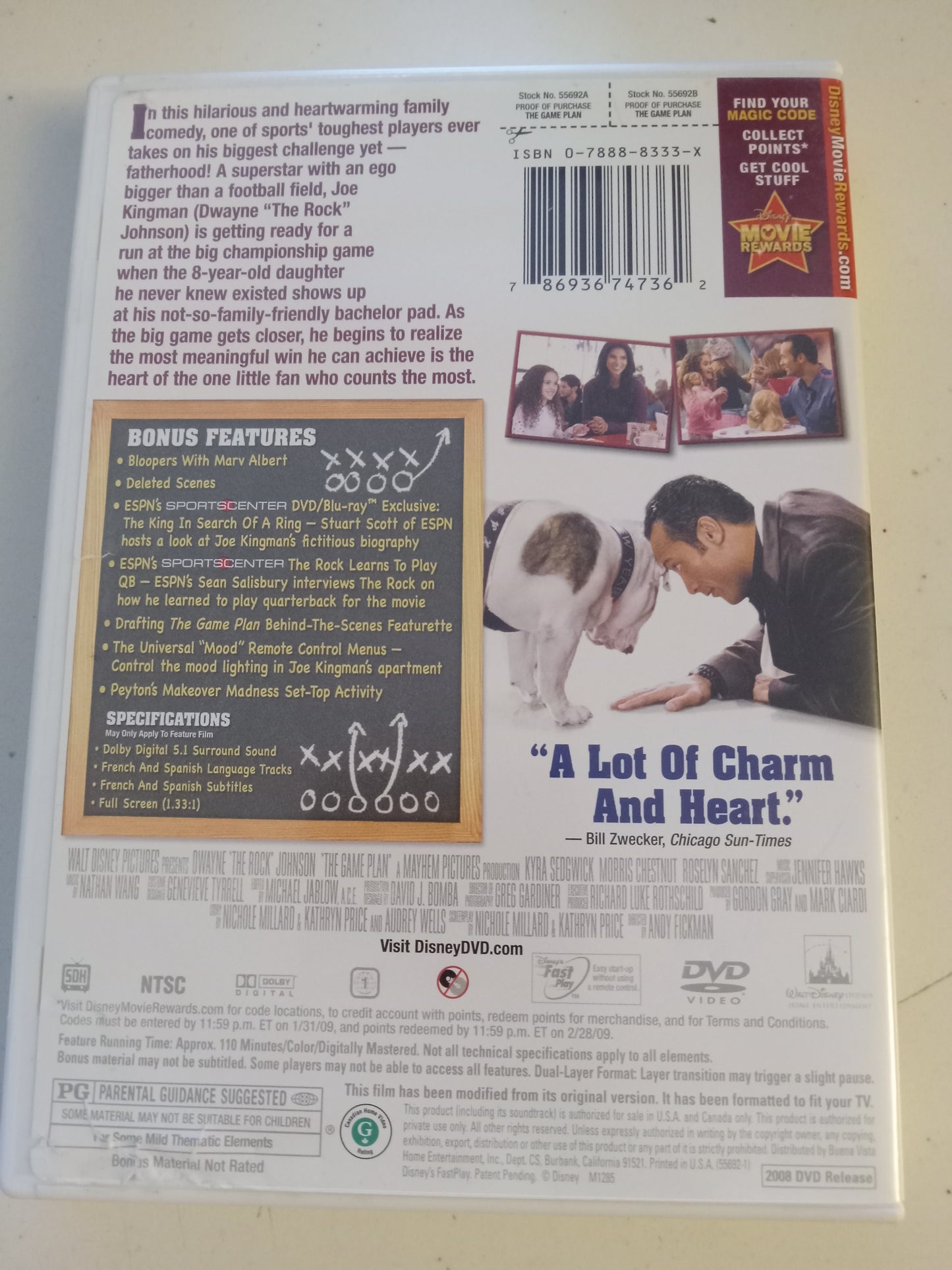 The Game Plan, DVD Movie, Dwayne Johnson, Fullscreen, Rated PG, USED